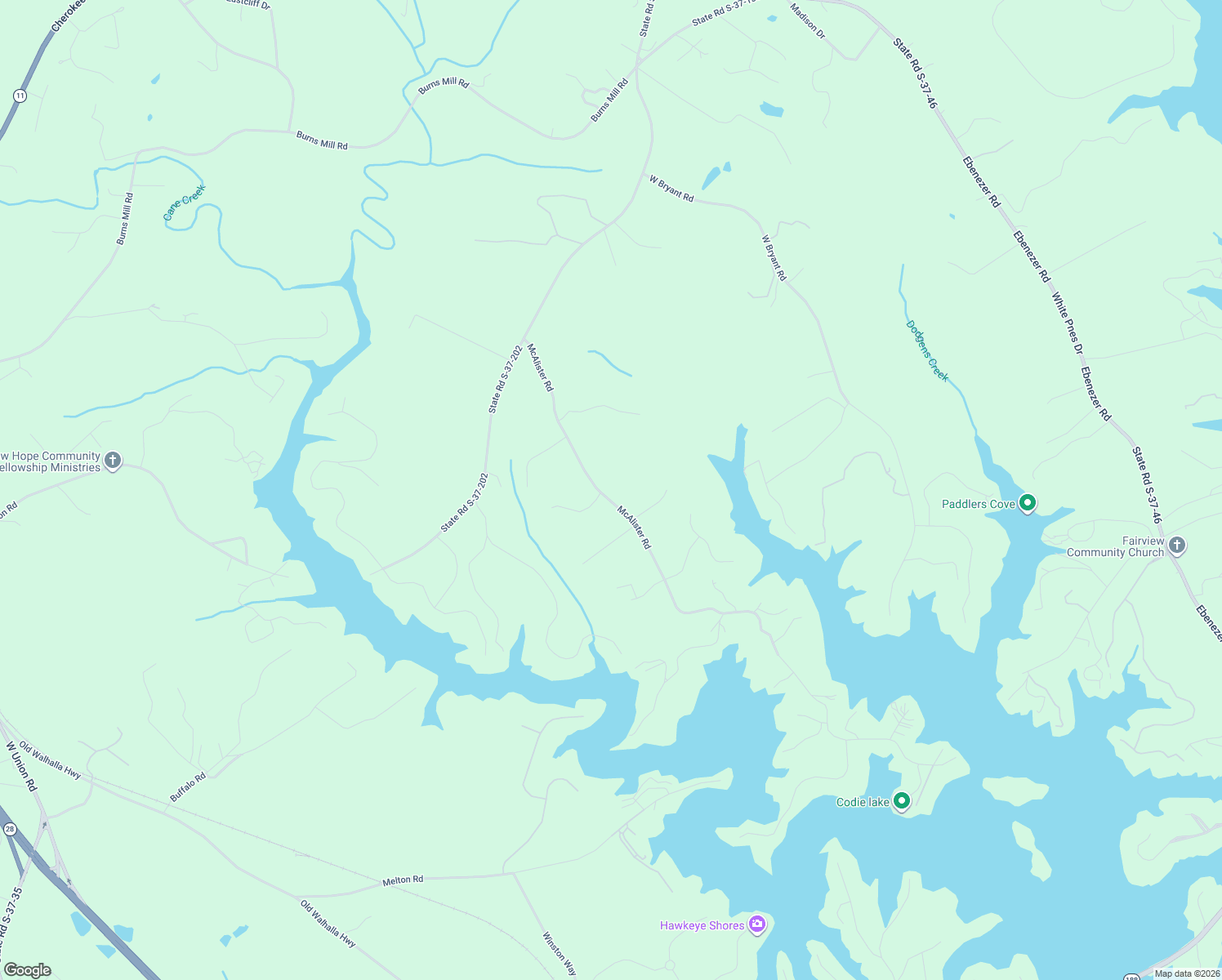 map of restaurants, bars, coffee shops, grocery stores, and more near 107 McAlister Road in West Union