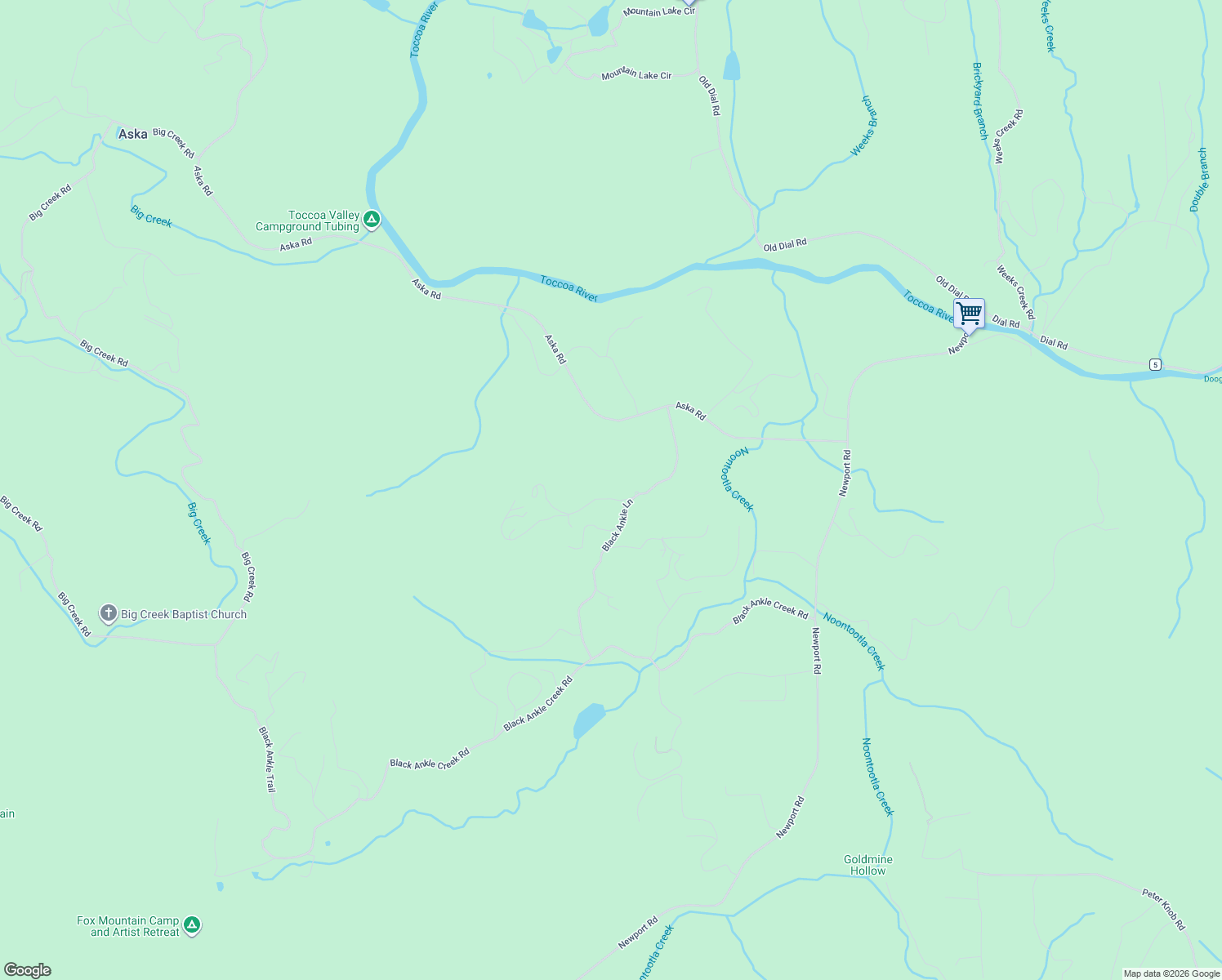 map of restaurants, bars, coffee shops, grocery stores, and more near 64 Blue Sky Drive in Blue Ridge