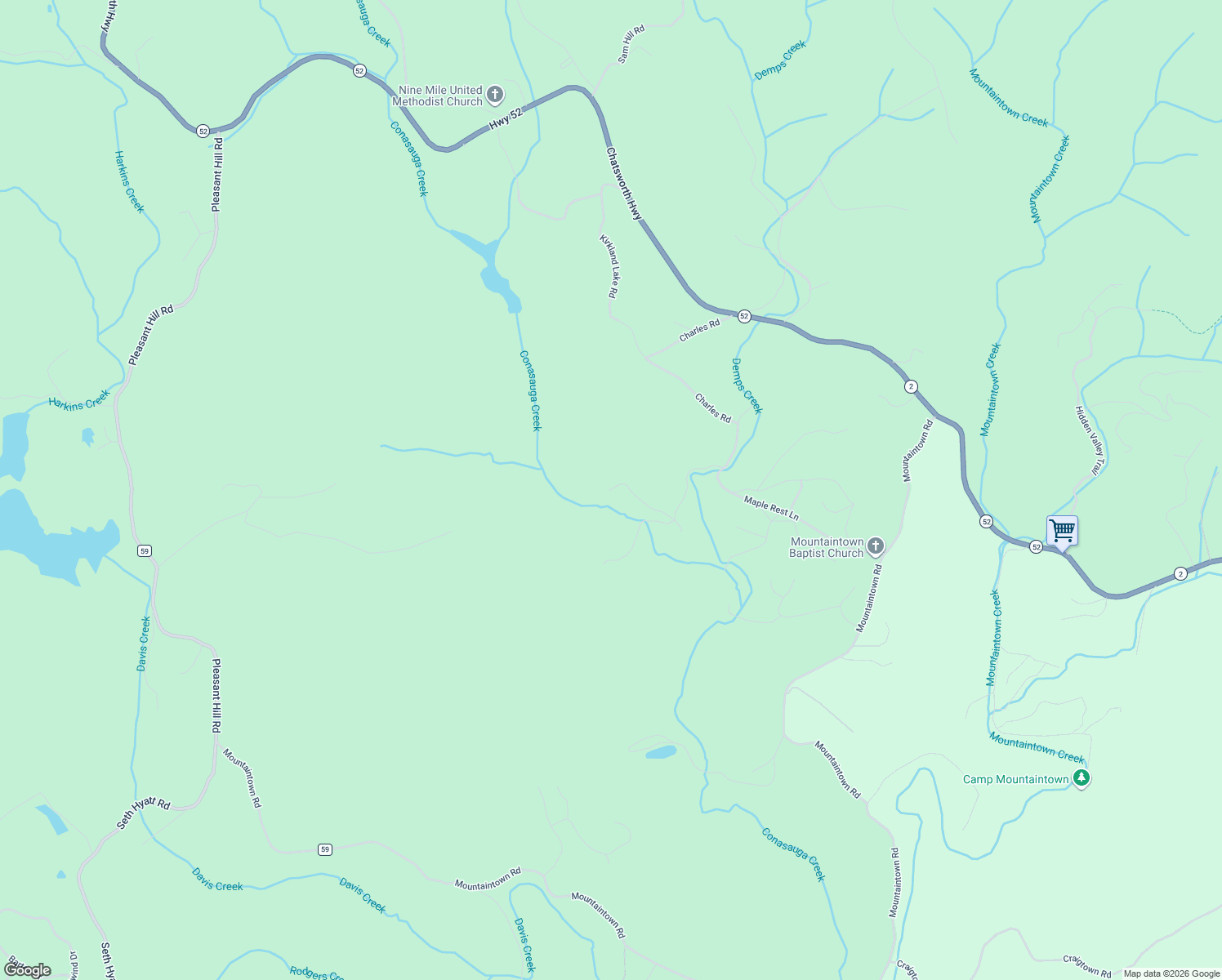 map of restaurants, bars, coffee shops, grocery stores, and more near 275 Canaan Road in Ellijay