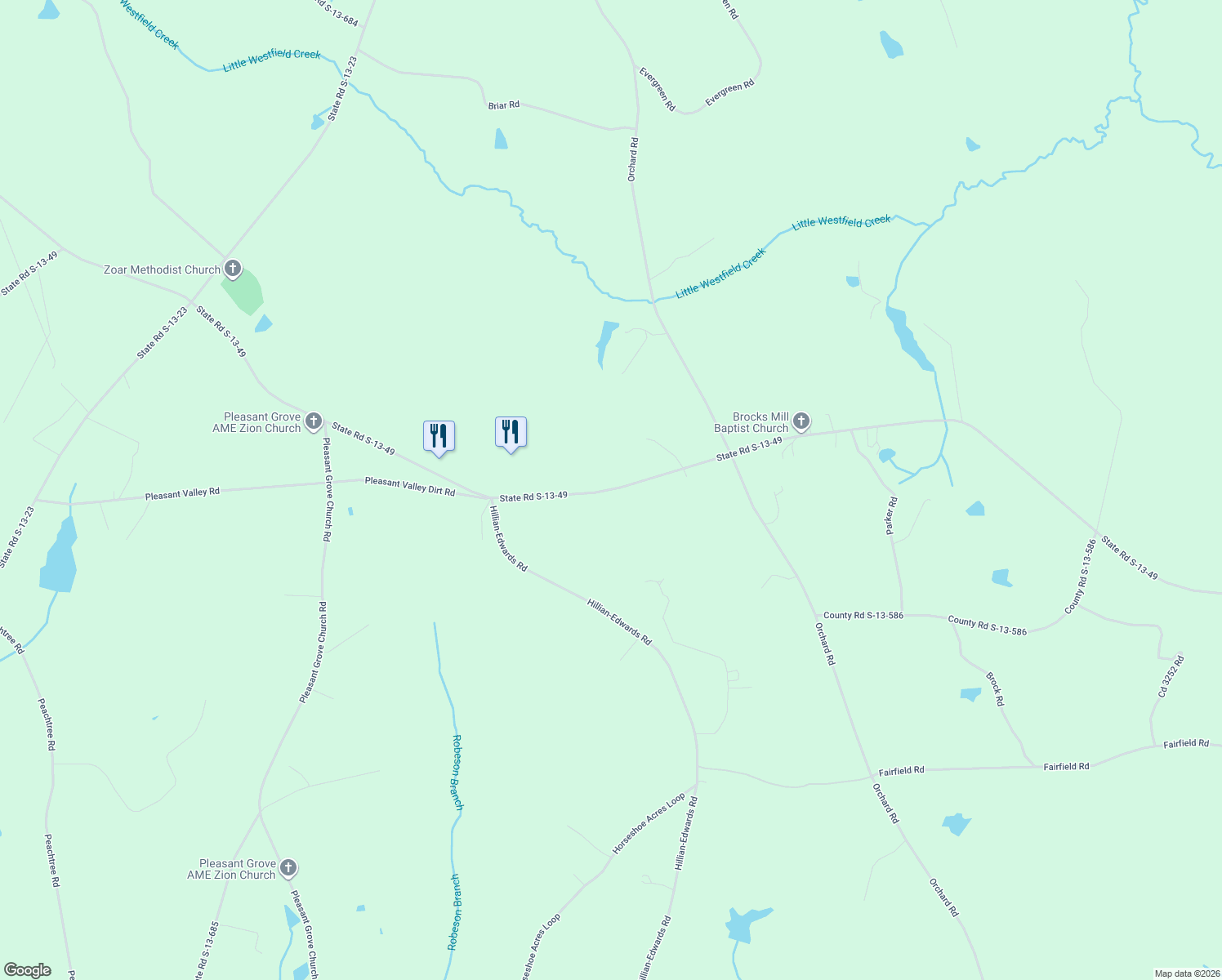 map of restaurants, bars, coffee shops, grocery stores, and more near State Road S-13-49 in Cheraw