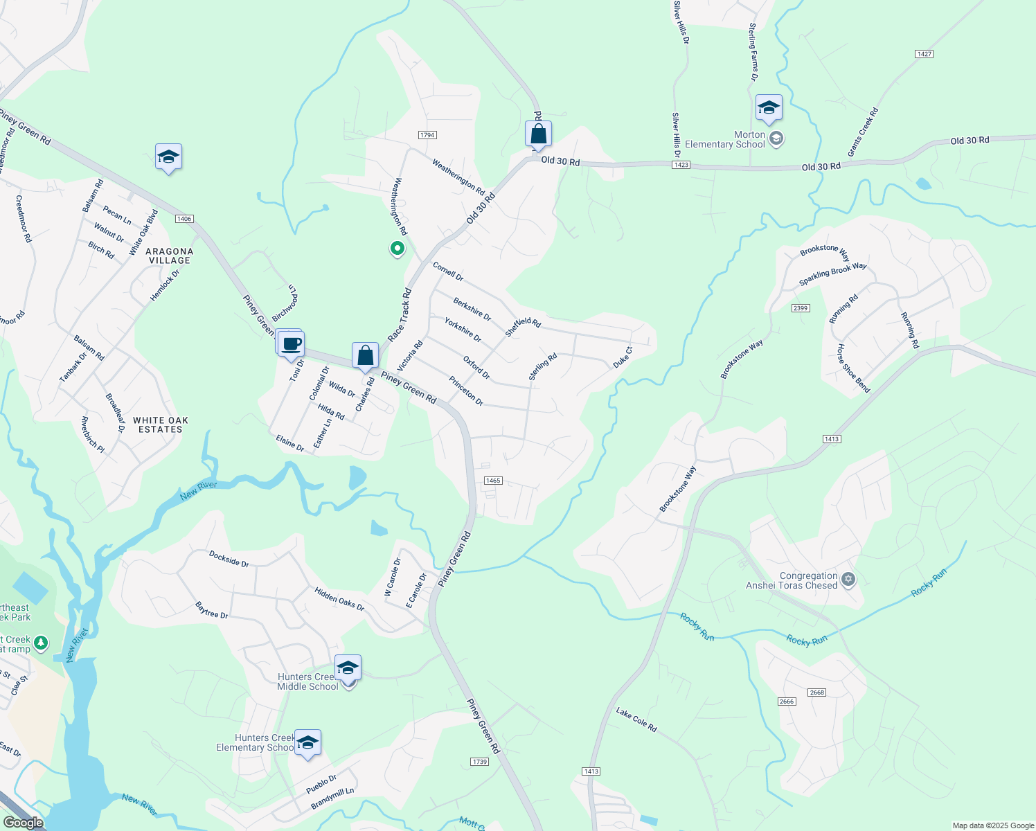 map of restaurants, bars, coffee shops, grocery stores, and more near 124 Princeton Drive in Jacksonville