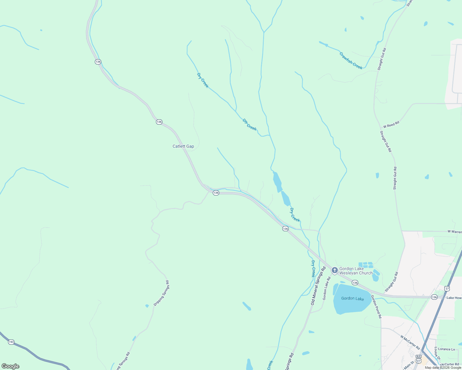 map of restaurants, bars, coffee shops, grocery stores, and more near 19 Castleberry Road in LaFayette