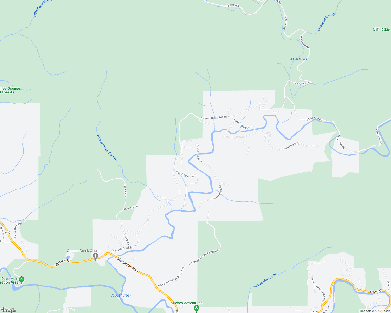 map of restaurants, bars, coffee shops, grocery stores, and more near 274 Cooper Creek Drive in Suches
