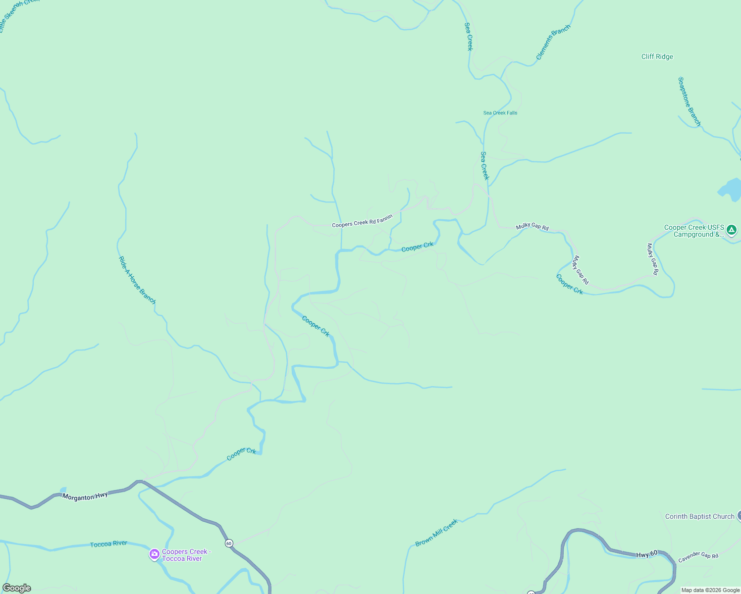 map of restaurants, bars, coffee shops, grocery stores, and more near 320 Cooper Creek Drive in Suches
