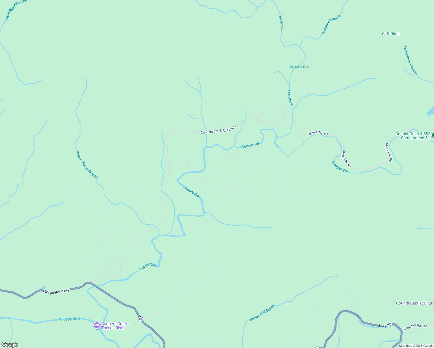 map of restaurants, bars, coffee shops, grocery stores, and more near 320 Cooper Creek Drive in Suches