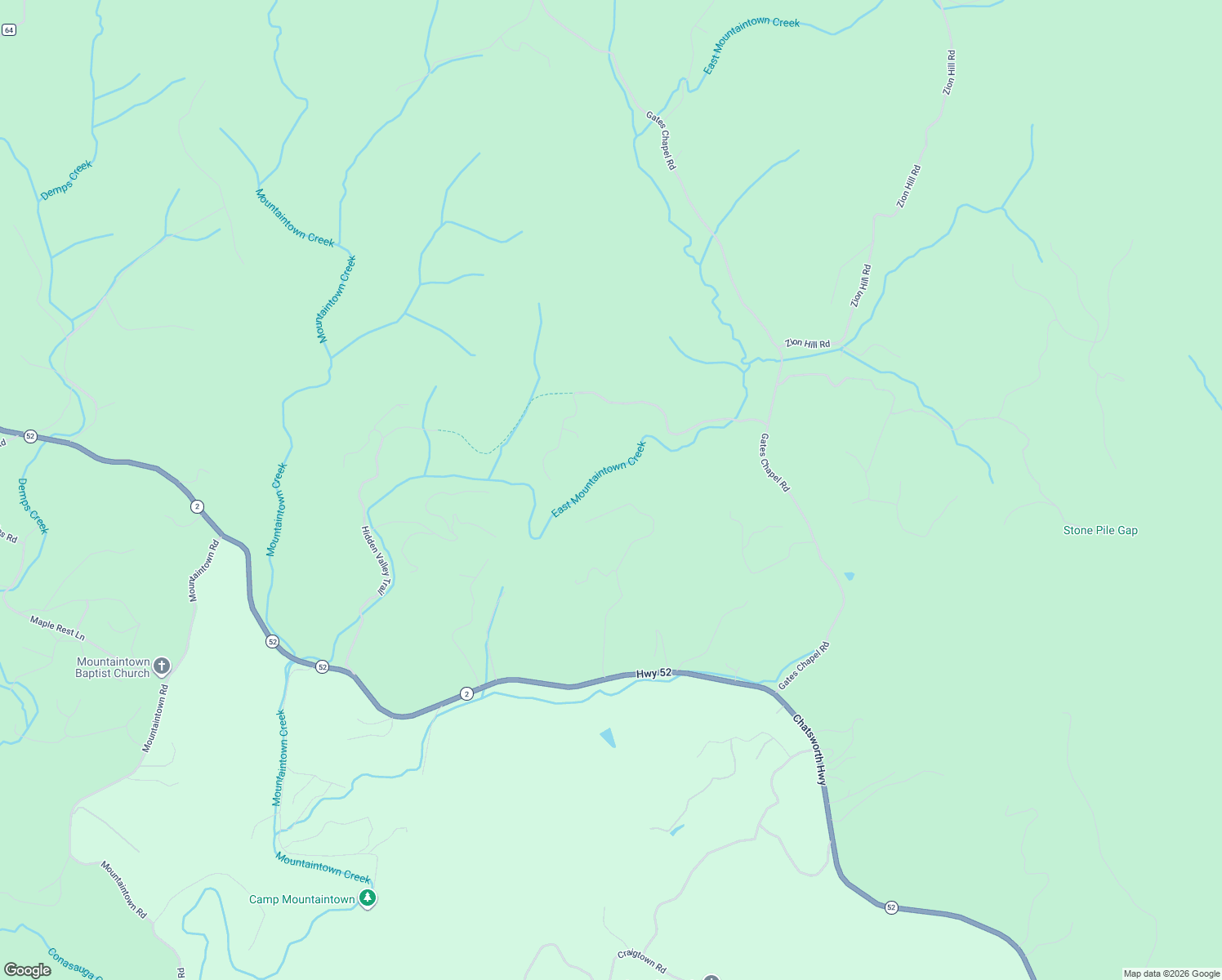 map of restaurants, bars, coffee shops, grocery stores, and more near 56 North Otahki Trail in Ellijay