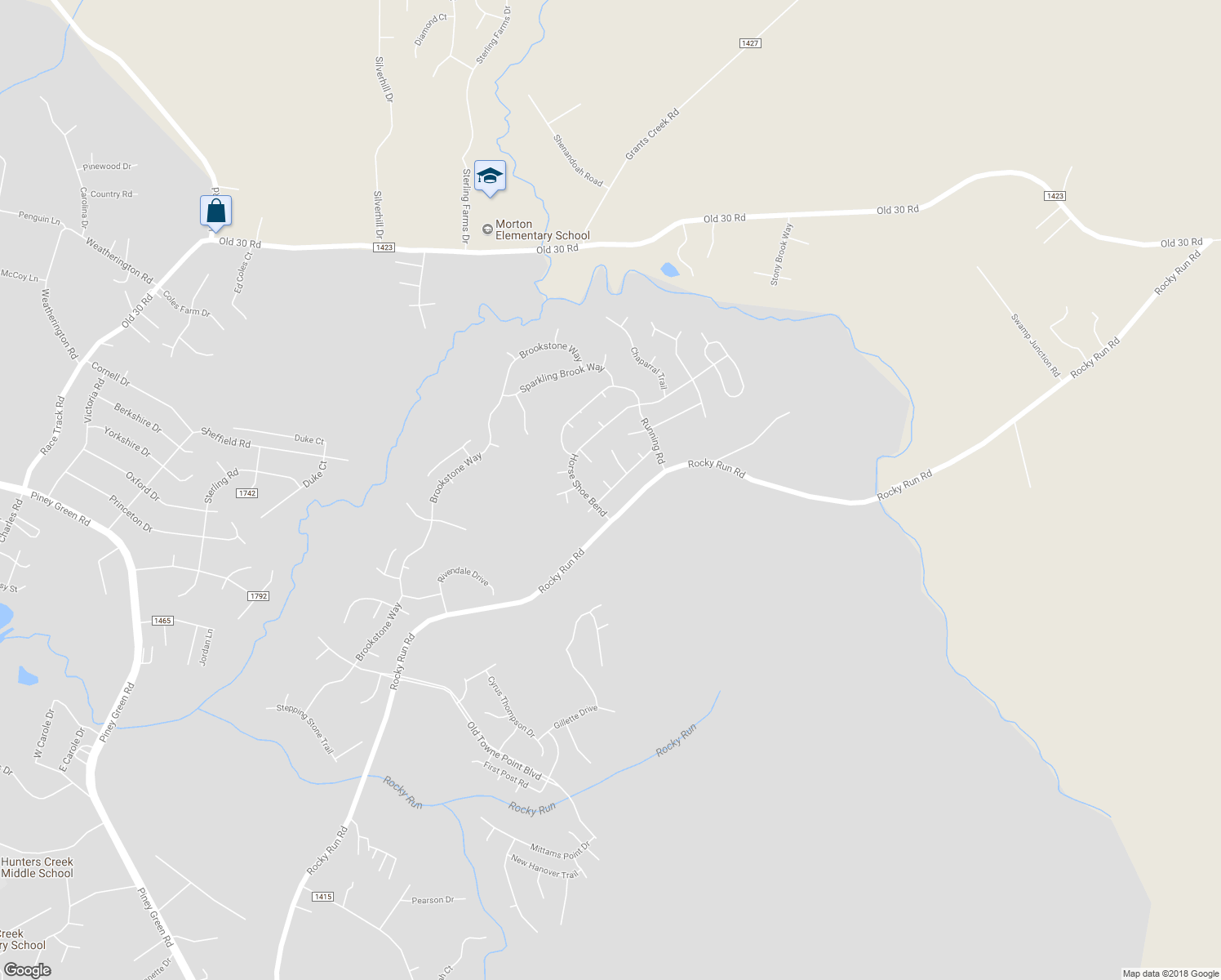 map of restaurants, bars, coffee shops, grocery stores, and more near 203 Palamino Trail in Jacksonville