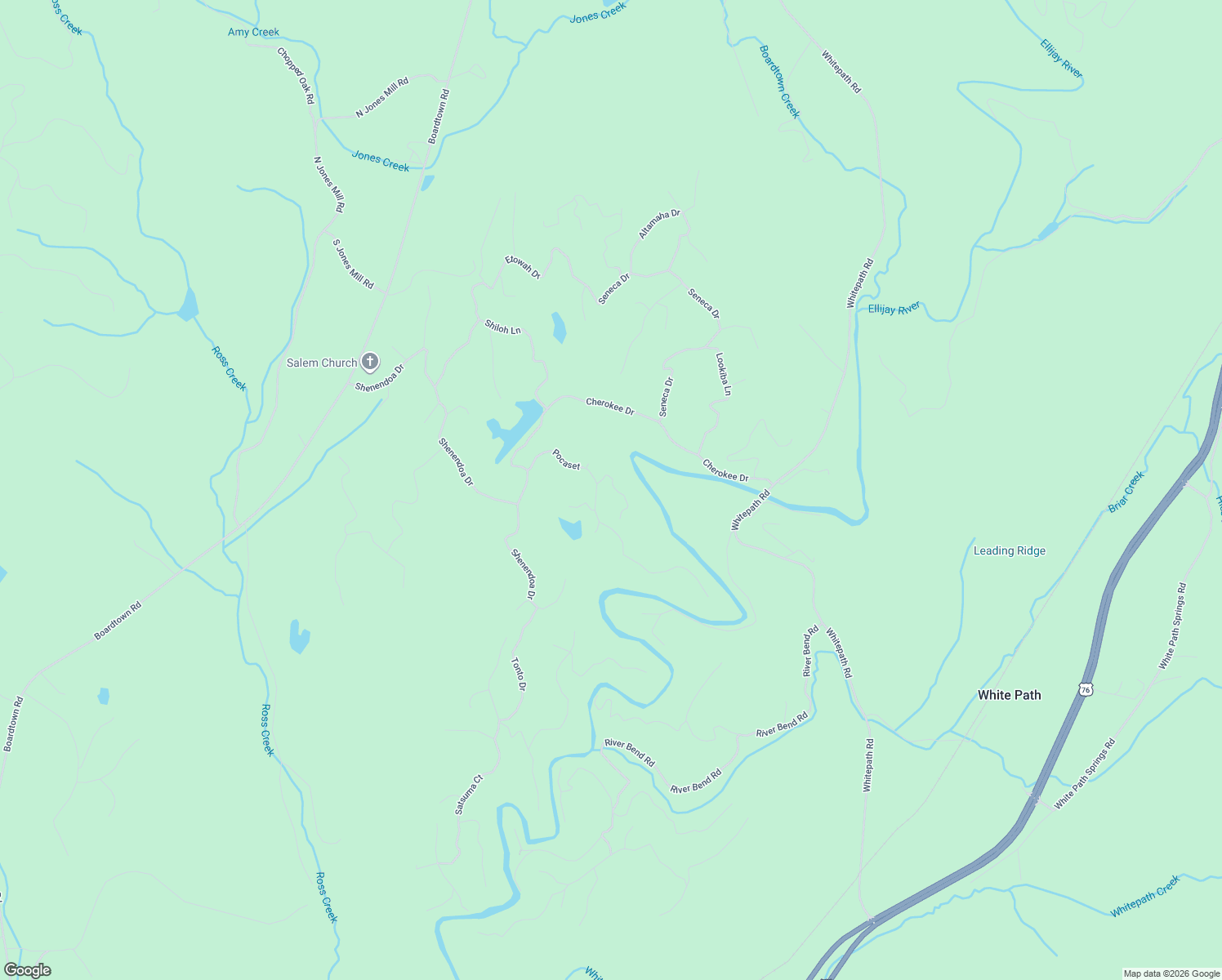 map of restaurants, bars, coffee shops, grocery stores, and more near 102 Tunica Lane in Ellijay