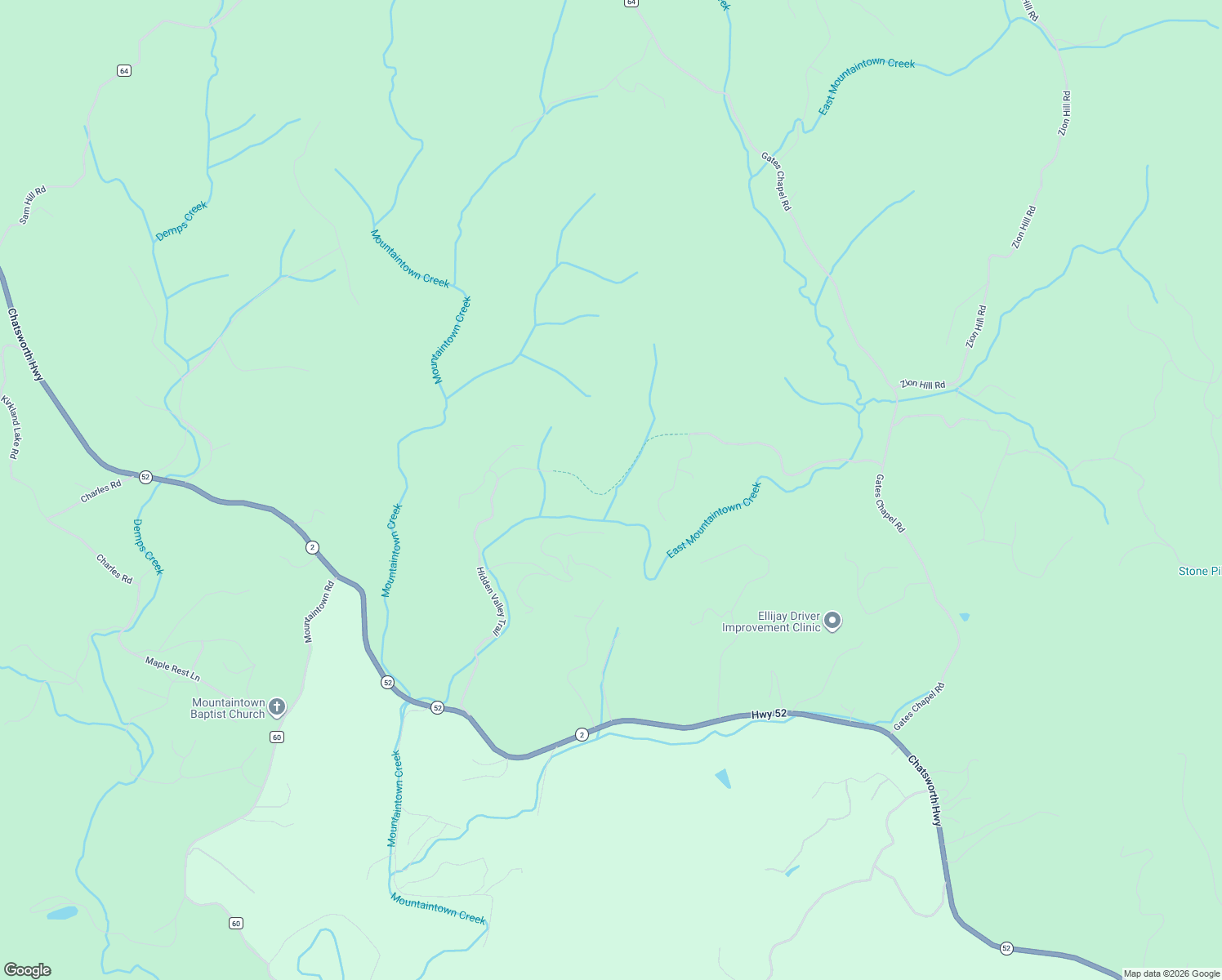 map of restaurants, bars, coffee shops, grocery stores, and more near Hidden Valley Trail in Ellijay