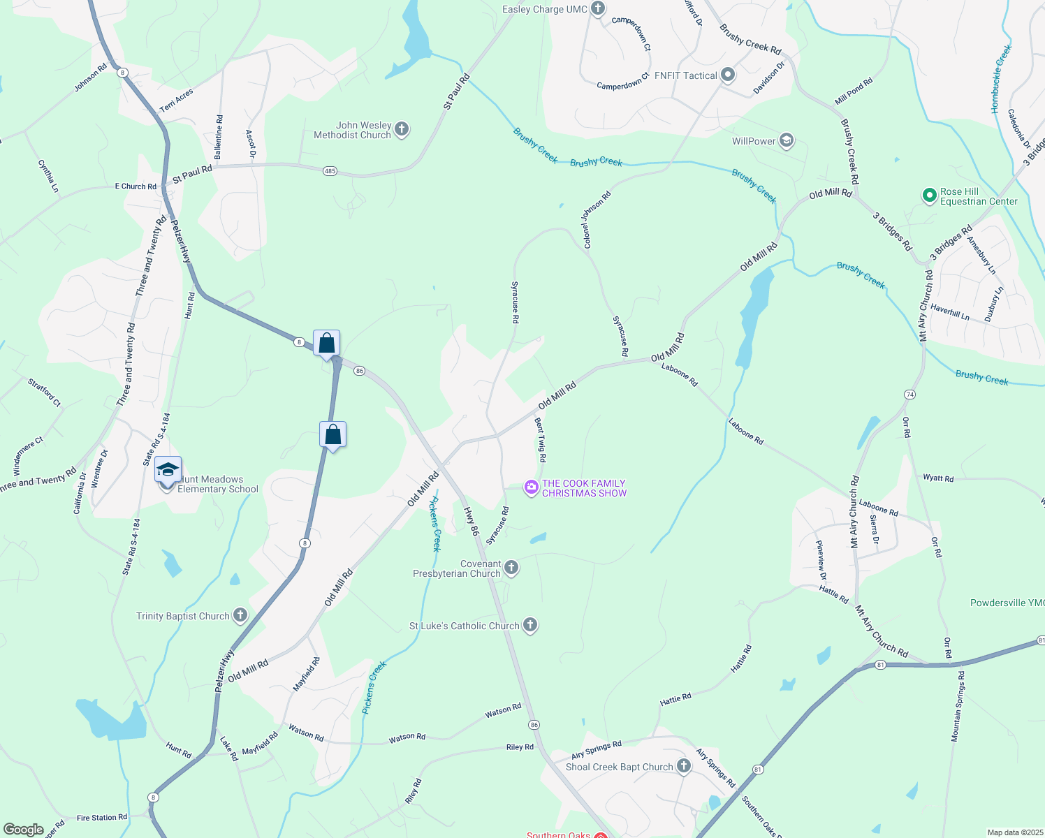 map of restaurants, bars, coffee shops, grocery stores, and more near 1911 Old Mill Road in Easley