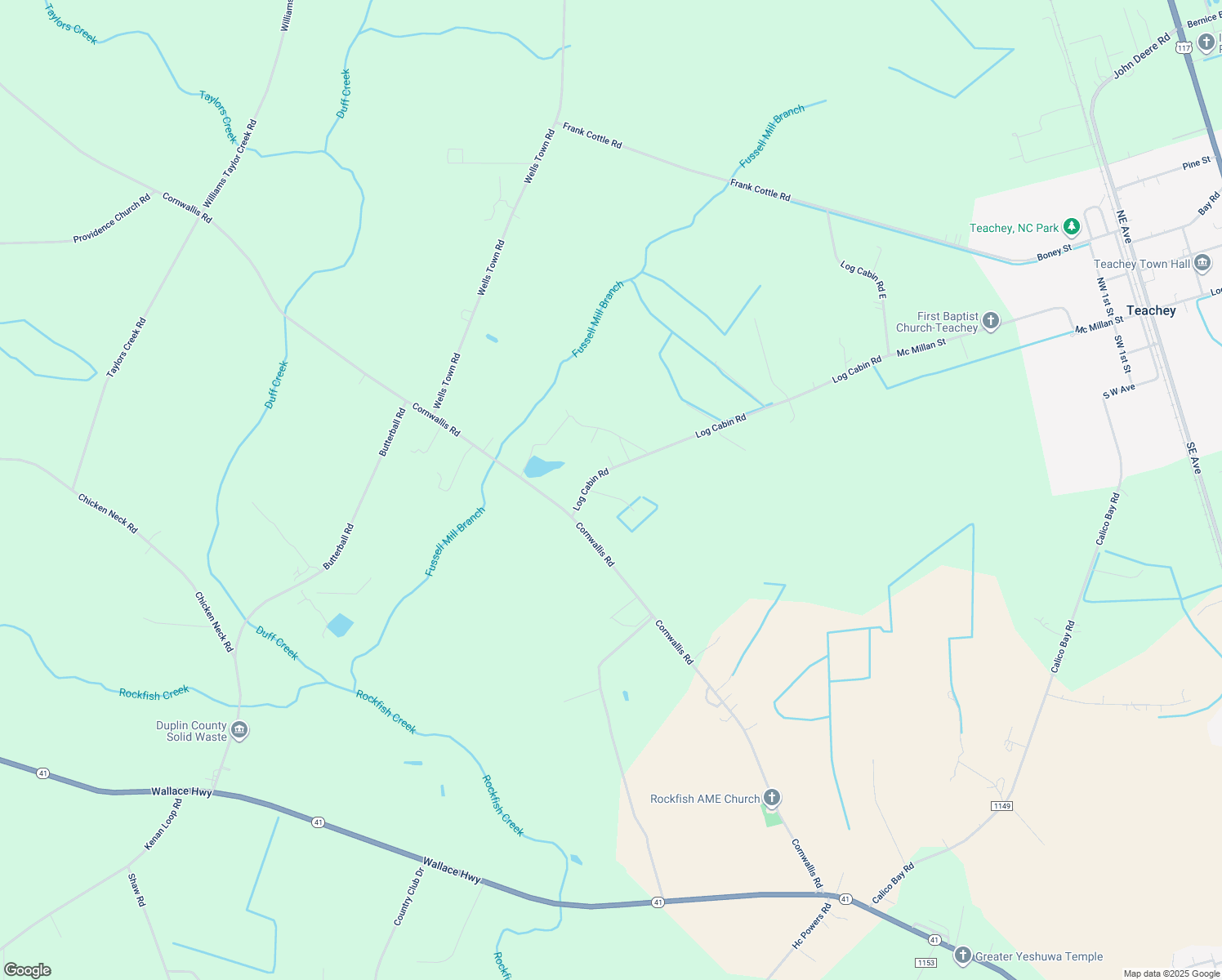 map of restaurants, bars, coffee shops, grocery stores, and more near 121 Chadwick Court in Teachey