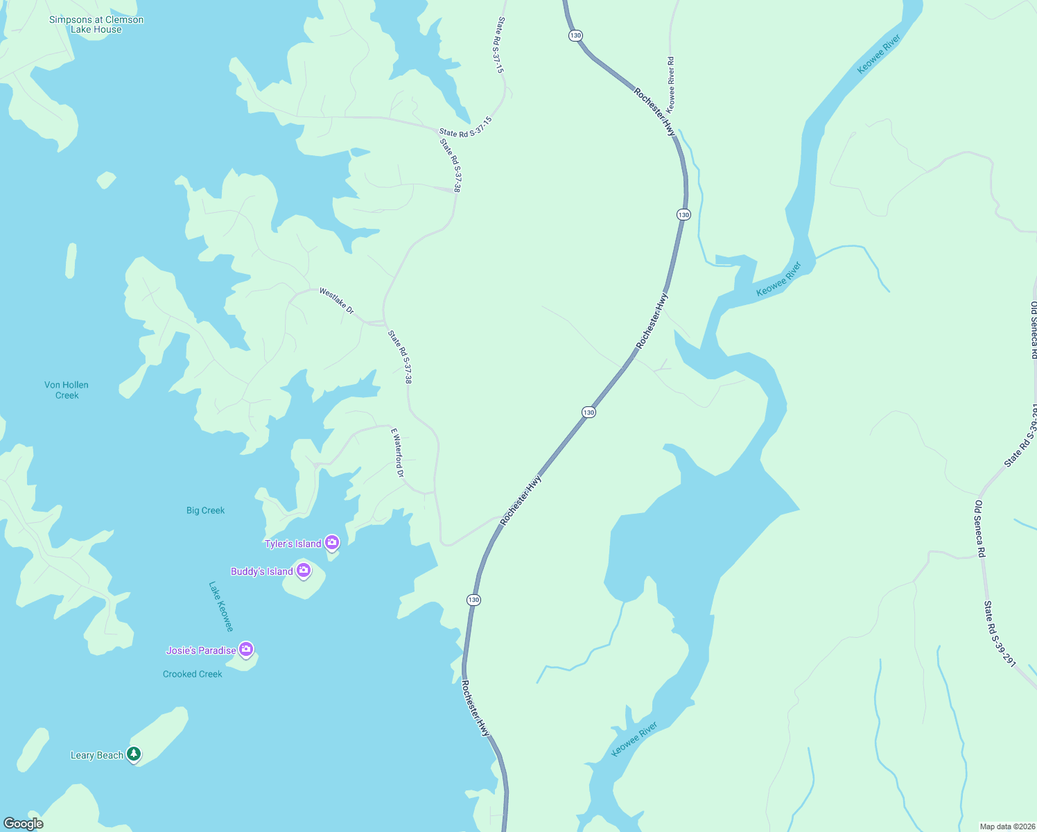 map of restaurants, bars, coffee shops, grocery stores, and more near 3399 Rochester Highway in Seneca