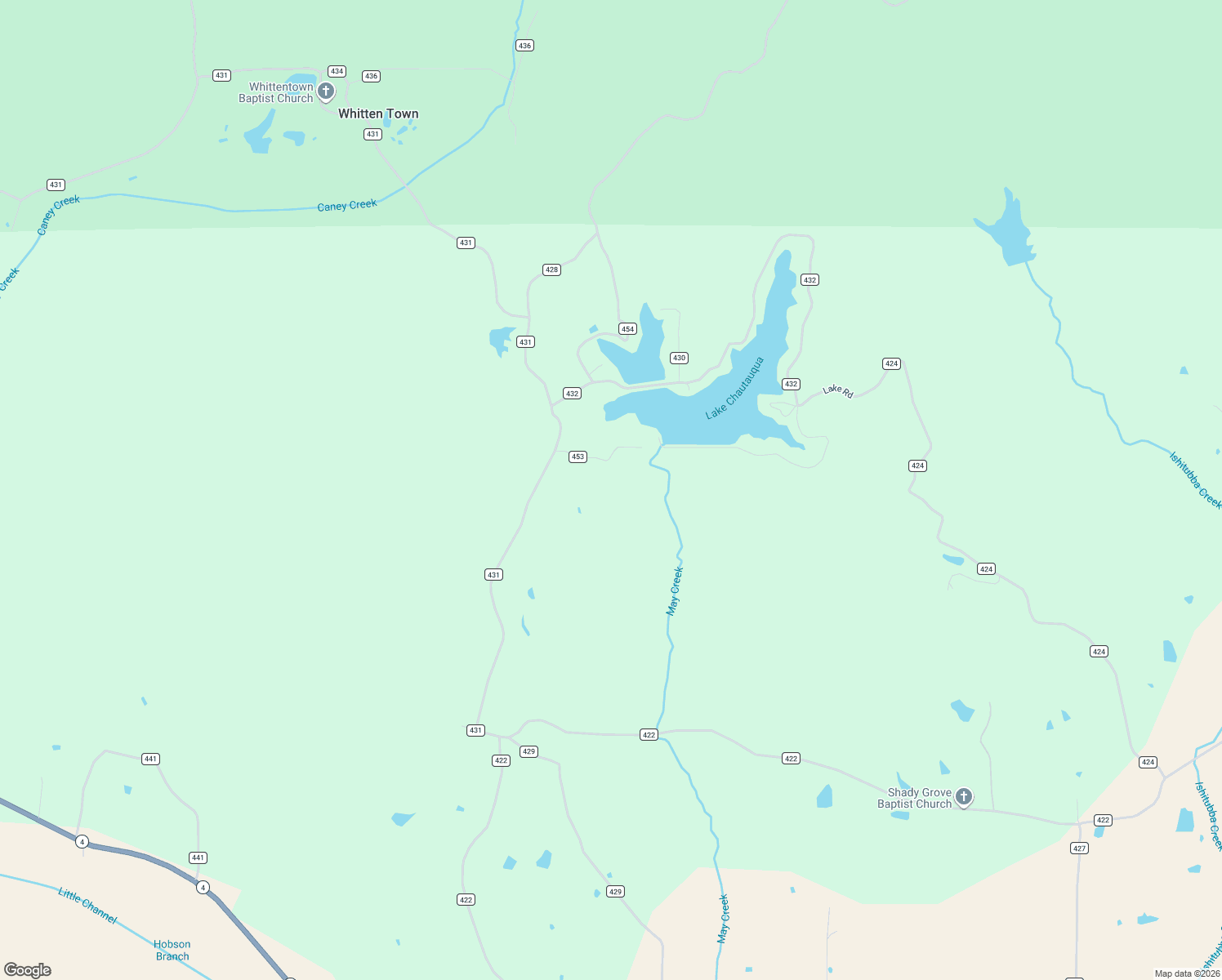 map of restaurants, bars, coffee shops, grocery stores, and more near 180 County Road 453 in Ripley