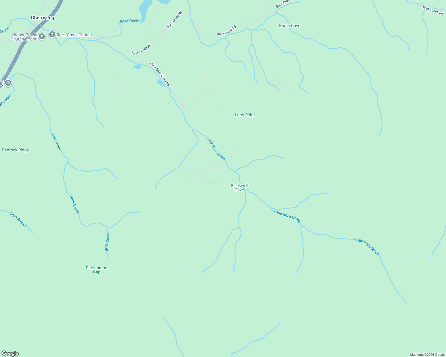 map of restaurants, bars, coffee shops, grocery stores, and more near 183 Little Rock Creek Trail in Cherry Log