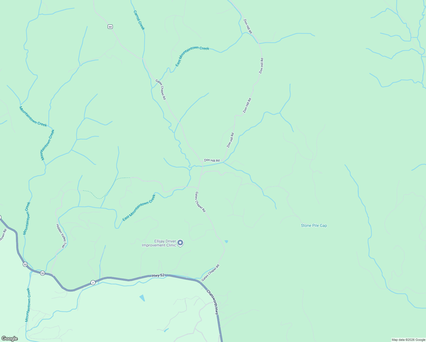 map of restaurants, bars, coffee shops, grocery stores, and more near Dover Falls Trail in Ellijay