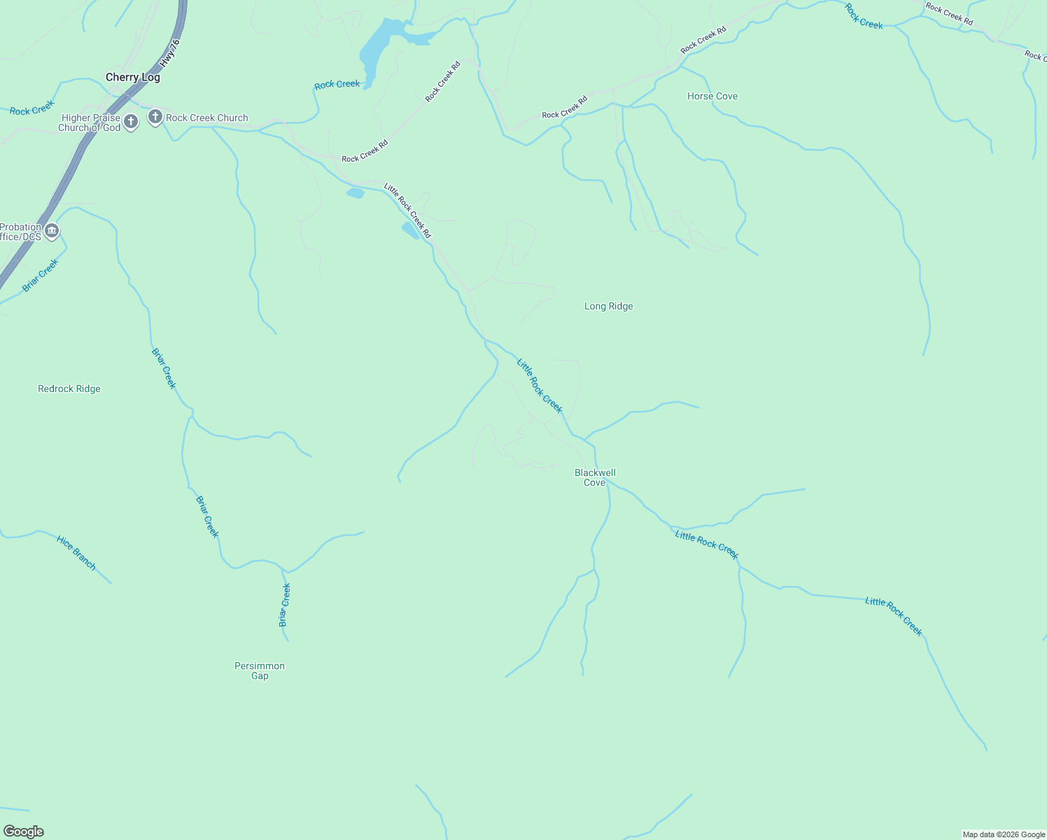 map of restaurants, bars, coffee shops, grocery stores, and more near 1582 Little Rock Creek Road in Cherry Log