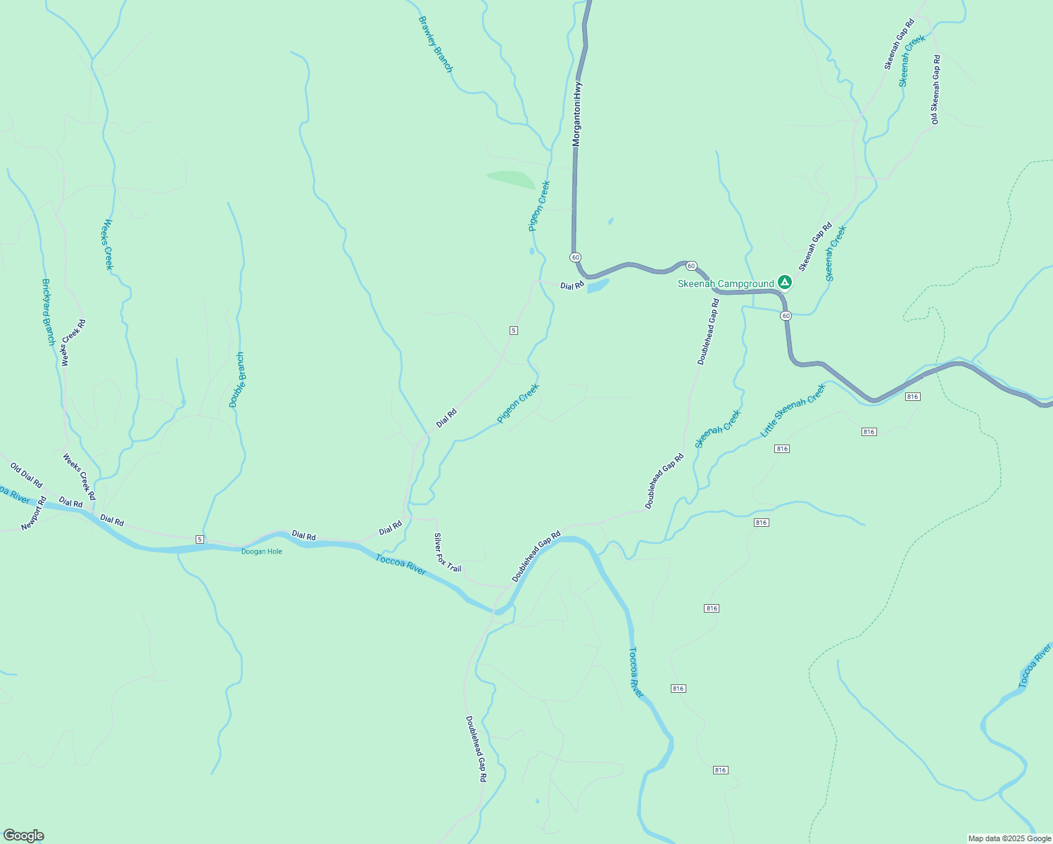 map of restaurants, bars, coffee shops, grocery stores, and more near 32 Grice Woods Road in Blue Ridge