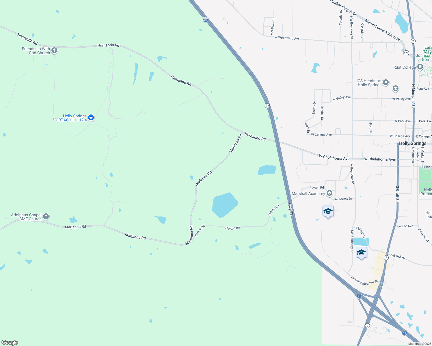 map of restaurants, bars, coffee shops, grocery stores, and more near 121 Marianna Road in Holly Springs