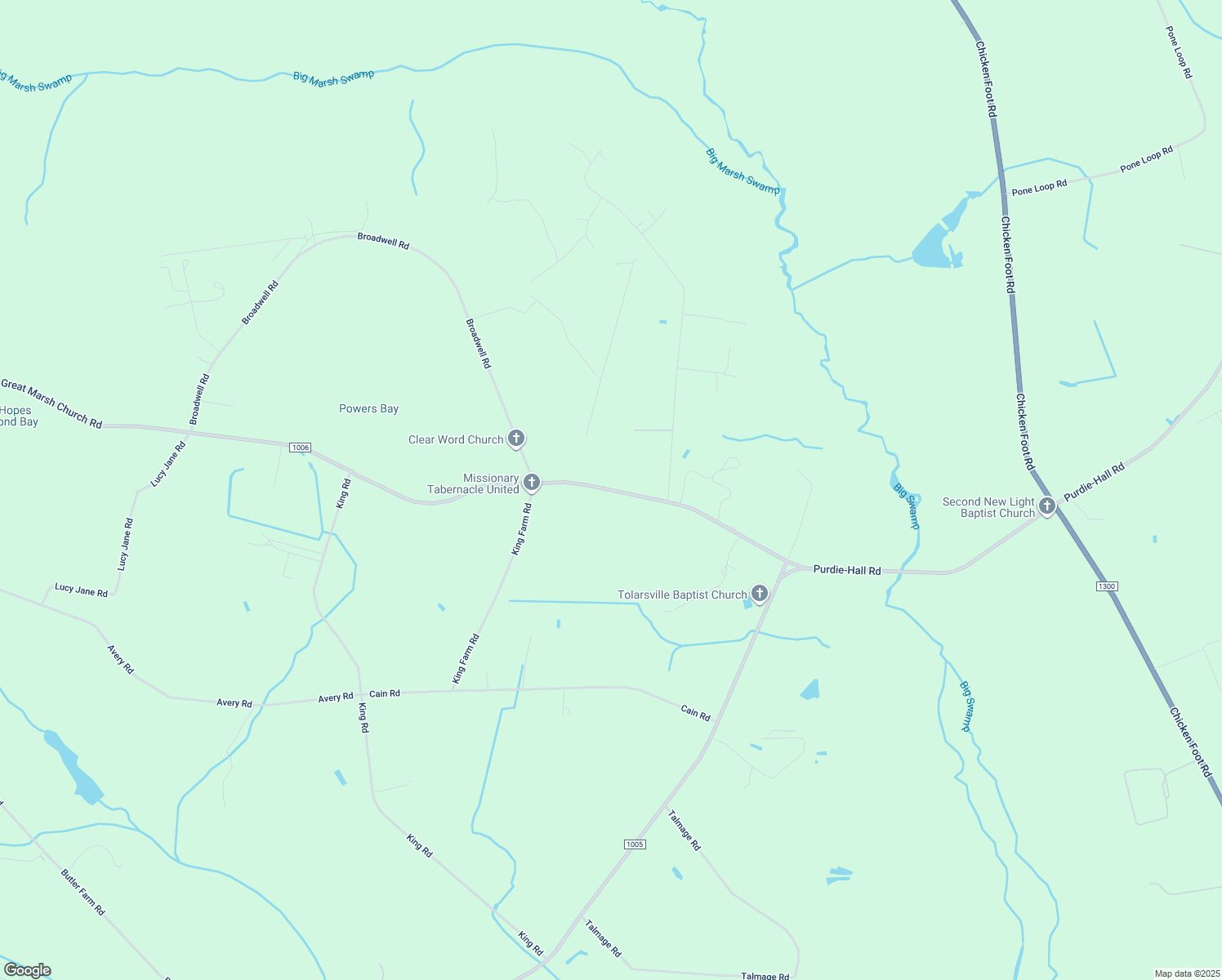 map of restaurants, bars, coffee shops, grocery stores, and more near 7064 East Great Marsh Church Road in Saint Pauls