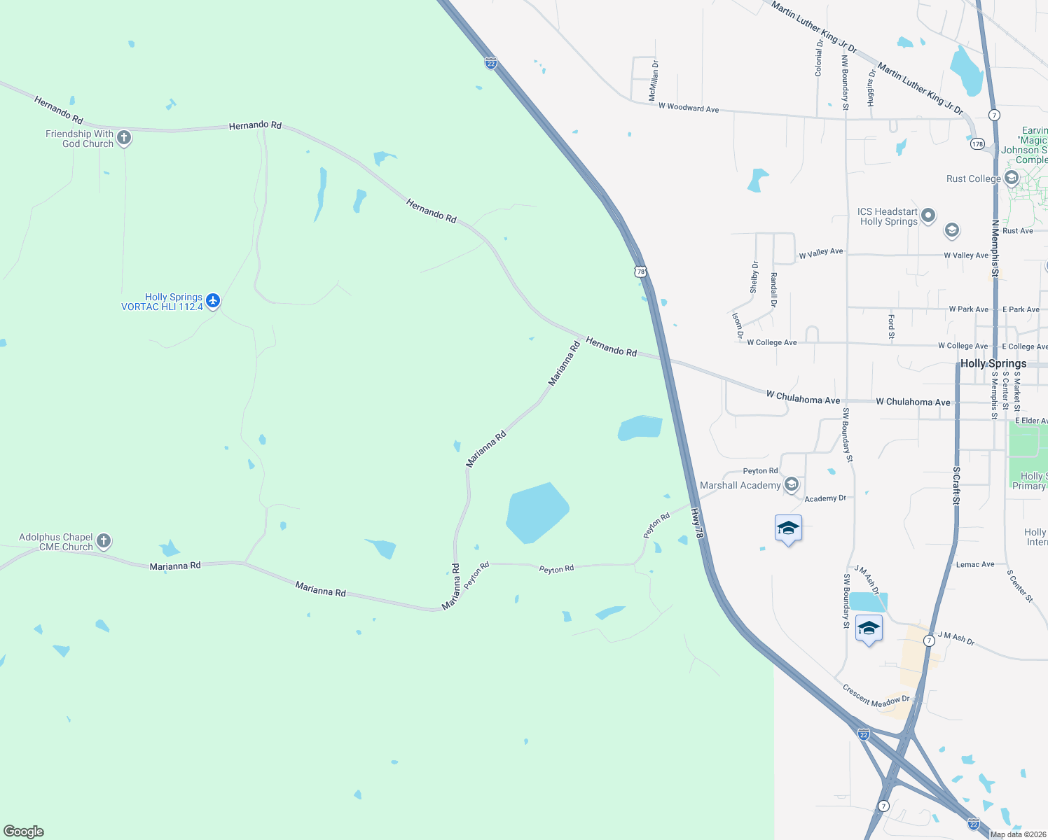 map of restaurants, bars, coffee shops, grocery stores, and more near 121 Marianna Road in Holly Springs