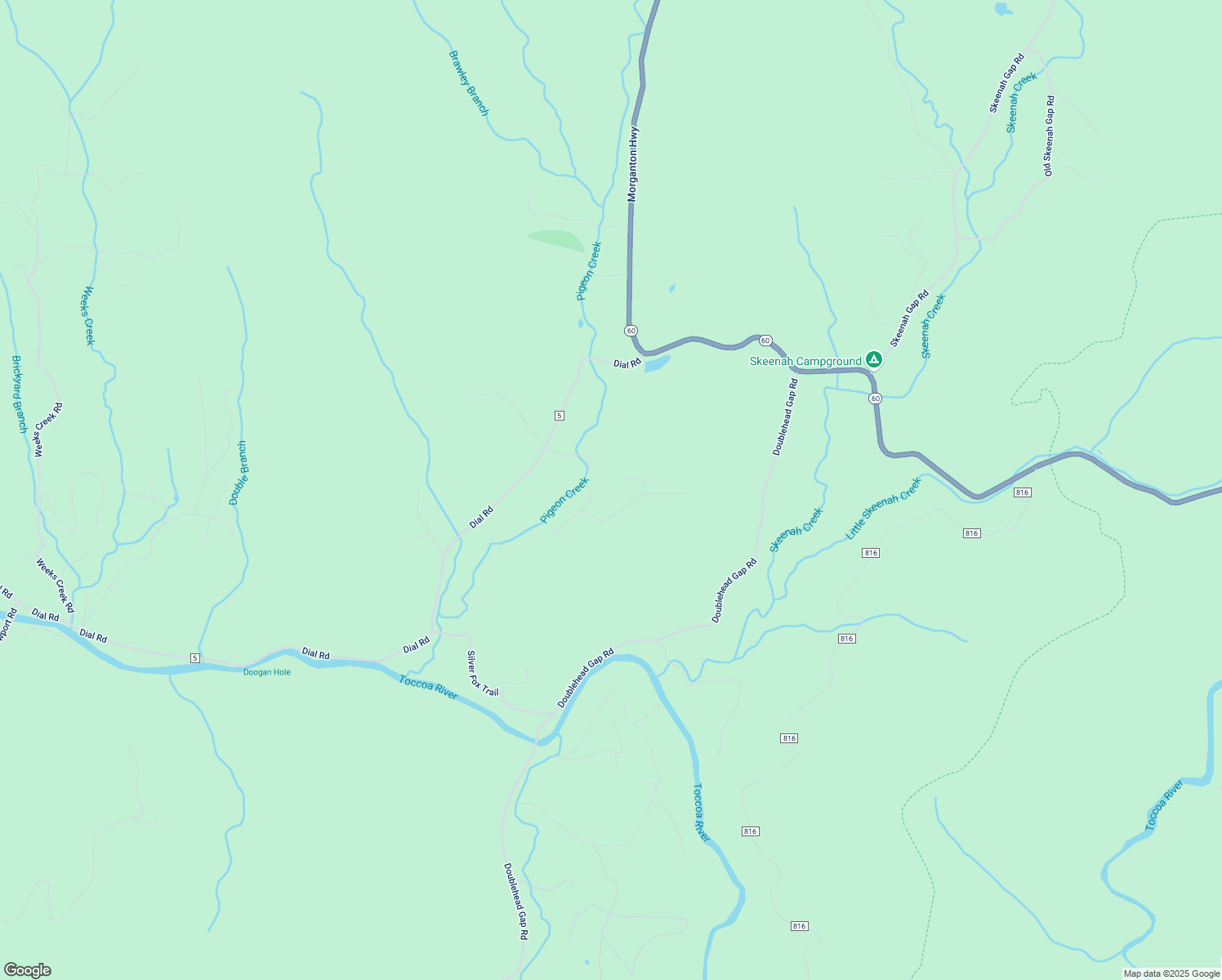 map of restaurants, bars, coffee shops, grocery stores, and more near 90 Pigeon Creek Road in Blue Ridge