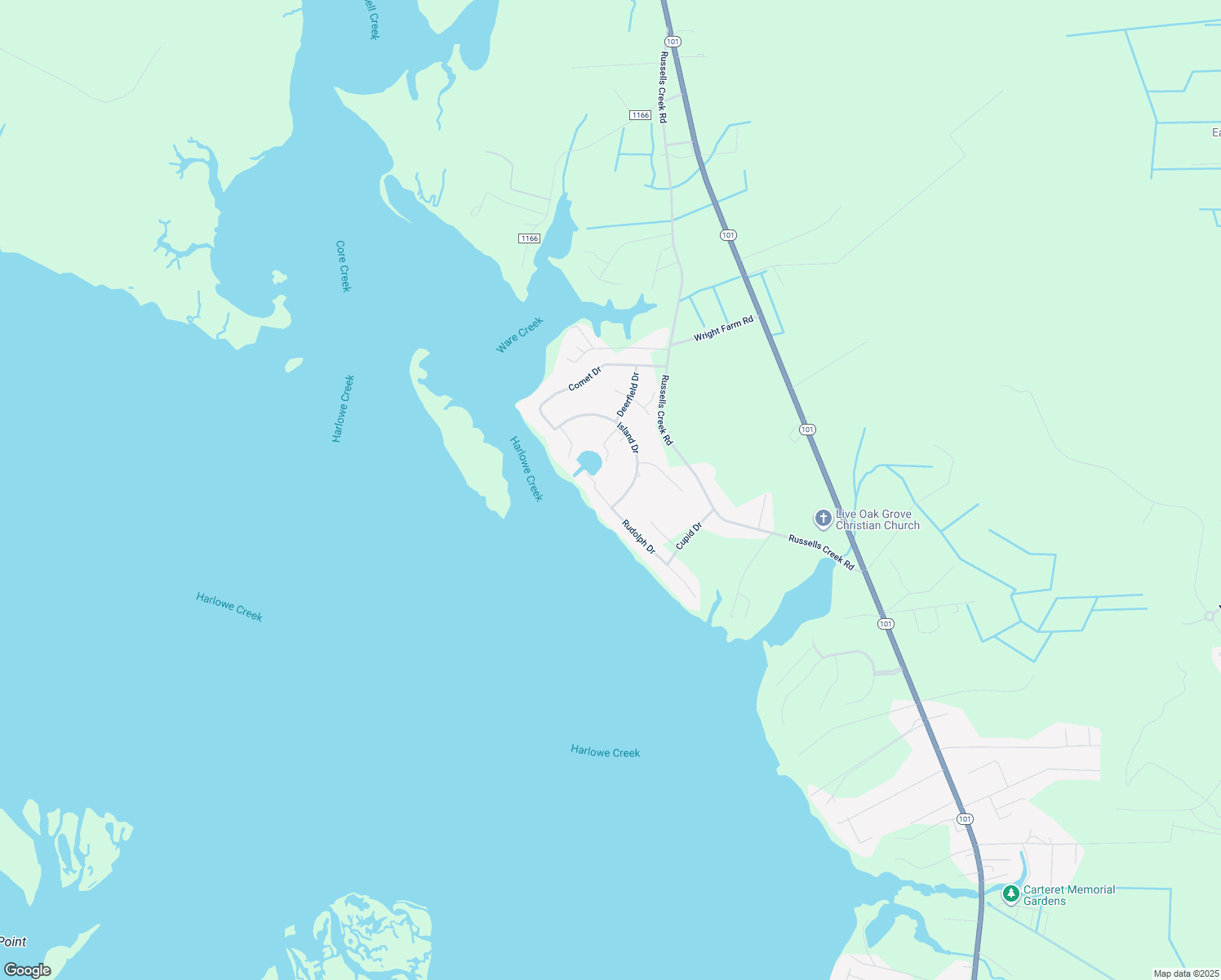 map of restaurants, bars, coffee shops, grocery stores, and more near 303 Island Drive in Beaufort