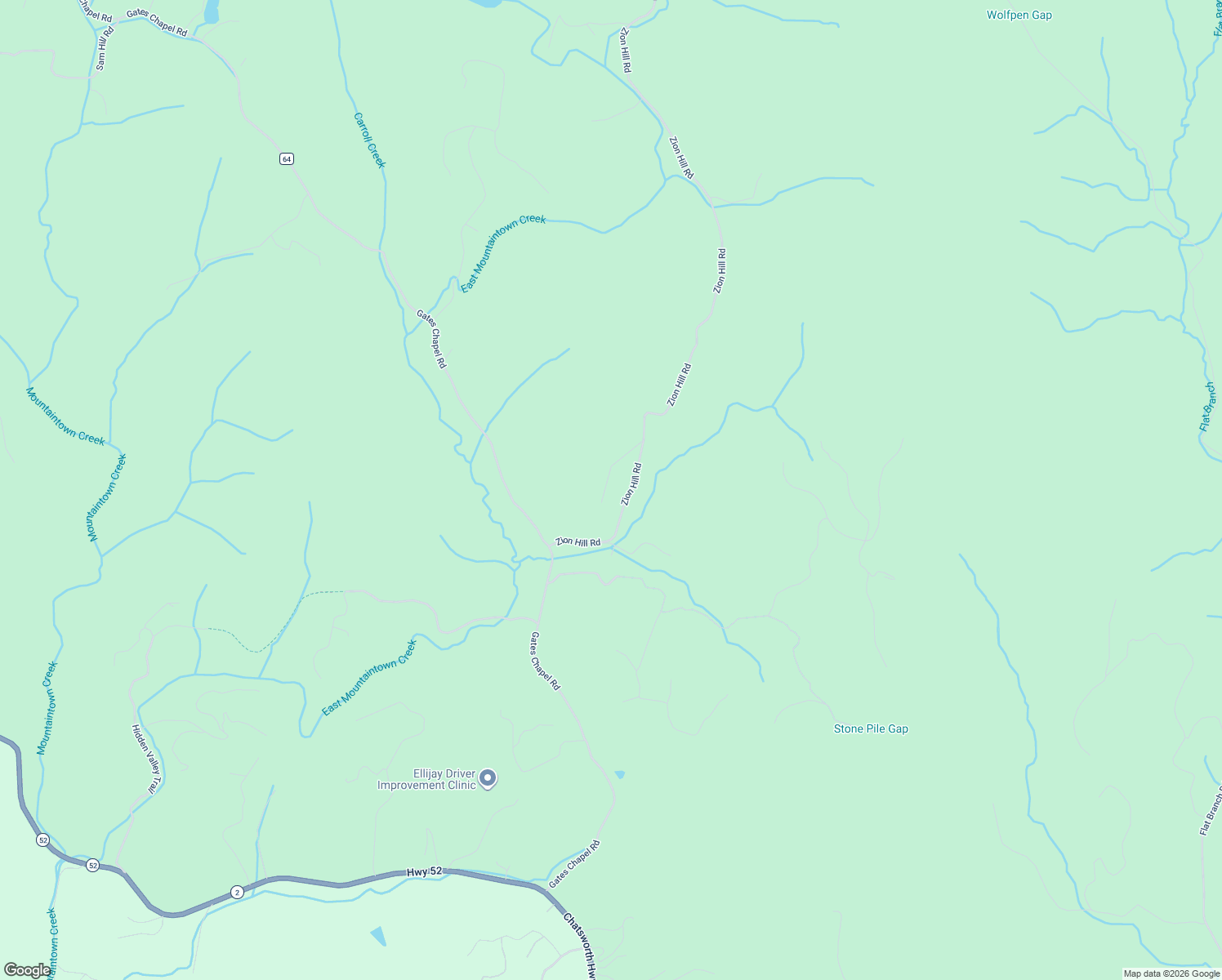 map of restaurants, bars, coffee shops, grocery stores, and more near Zion Hill Road in Ellijay