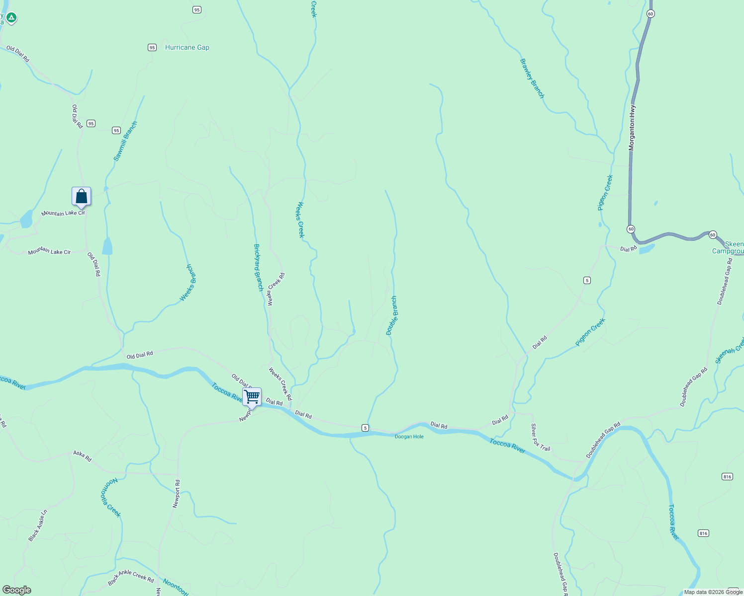 map of restaurants, bars, coffee shops, grocery stores, and more near 259 Chinkapin Drive in Blue Ridge