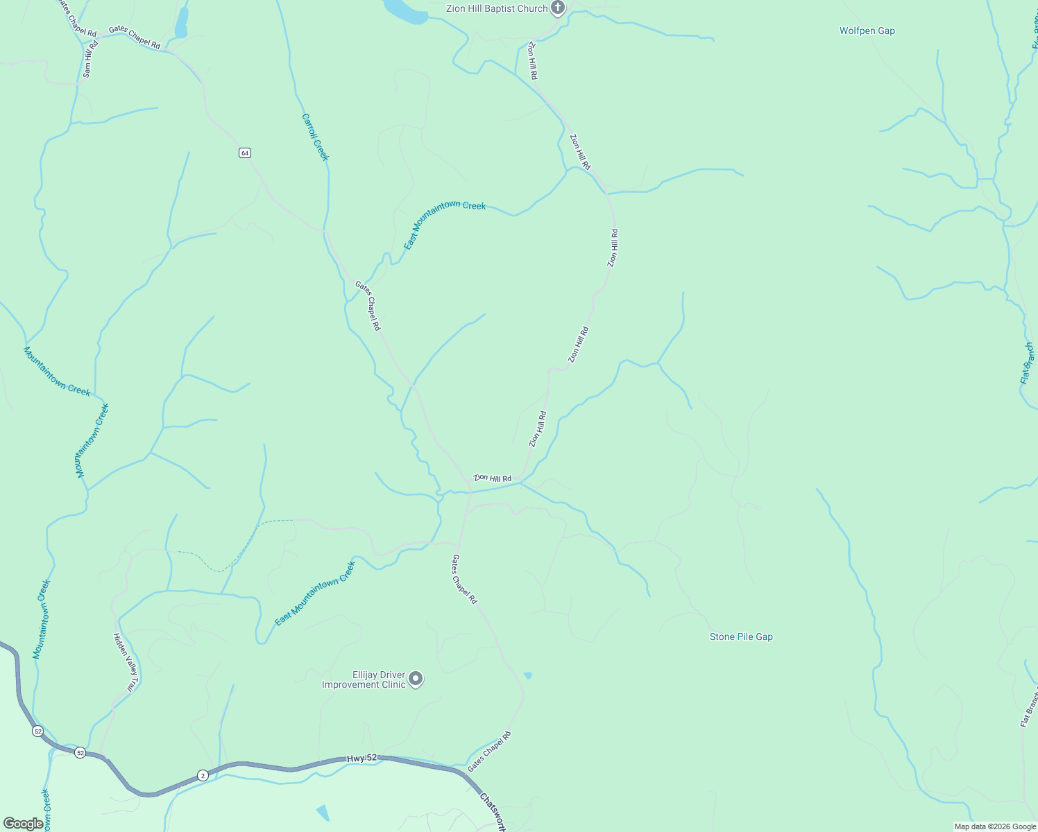 map of restaurants, bars, coffee shops, grocery stores, and more near 345 Zion Hill Road in Ellijay