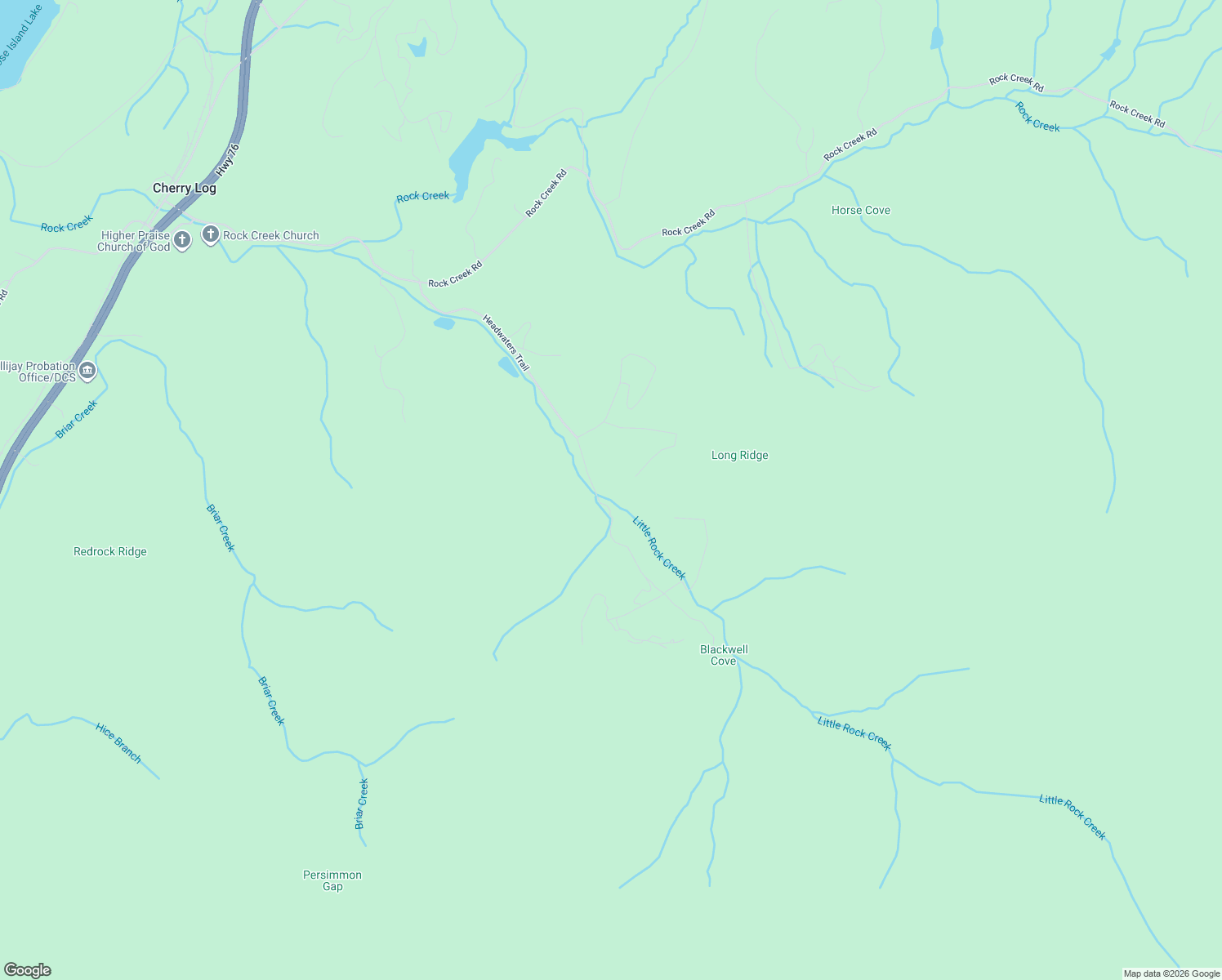 map of restaurants, bars, coffee shops, grocery stores, and more near 861 Headwaters Trail in Cherry Log