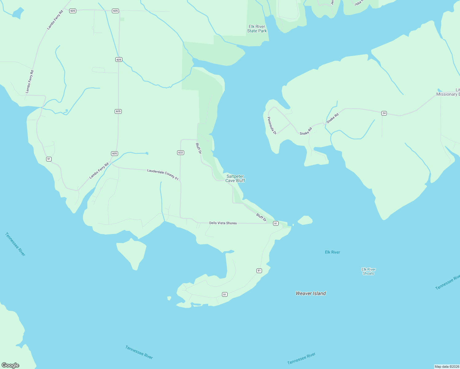 map of restaurants, bars, coffee shops, grocery stores, and more near Bluff Drive in Rogersville