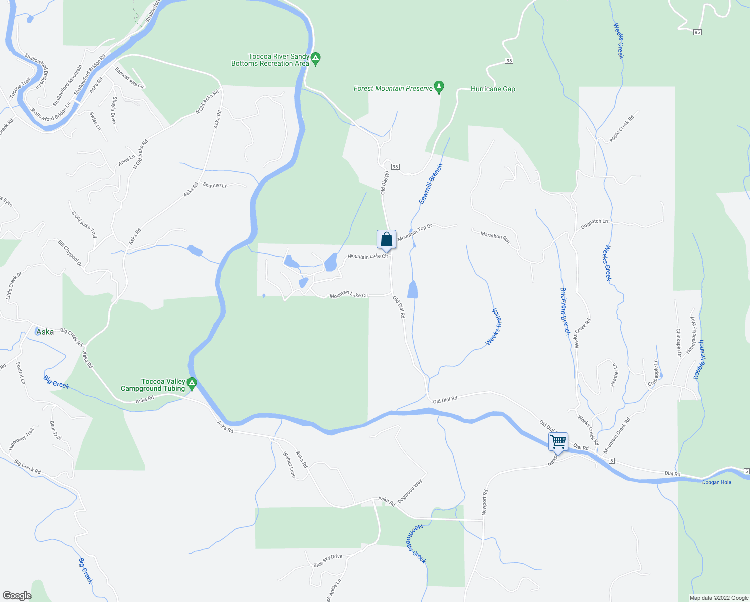 map of restaurants, bars, coffee shops, grocery stores, and more near 850 Mountain Lake Circle in Blue Ridge