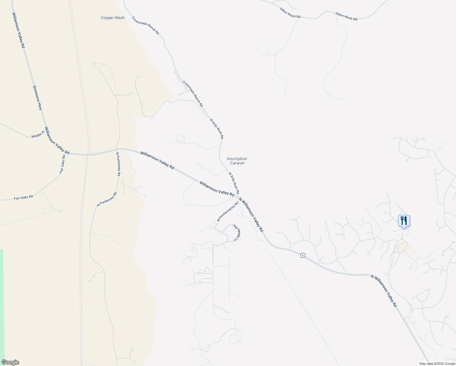 map of restaurants, bars, coffee shops, grocery stores, and more near 15407 Crossroads Ranch Road in Prescott
