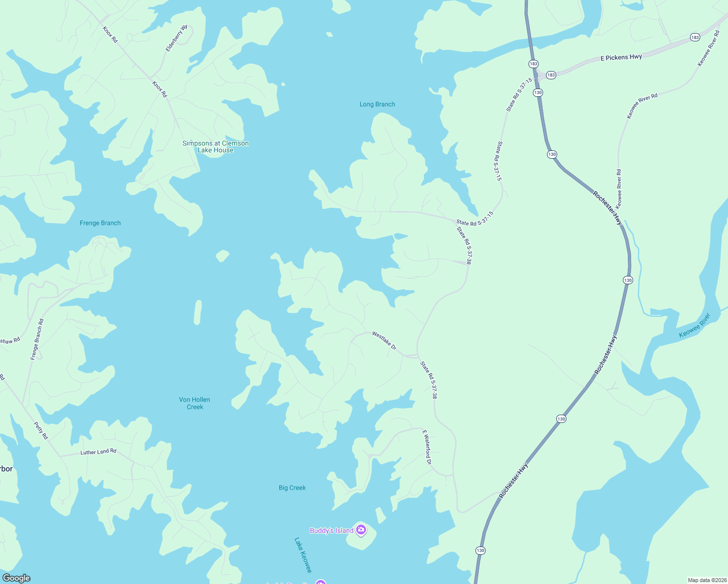 map of restaurants, bars, coffee shops, grocery stores, and more near 310 Treetops Dr in Seneca
