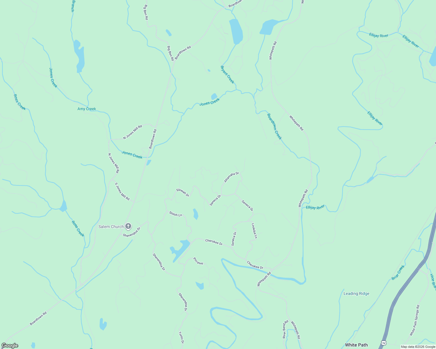 map of restaurants, bars, coffee shops, grocery stores, and more near 256 Chicasaw Drive in Ellijay