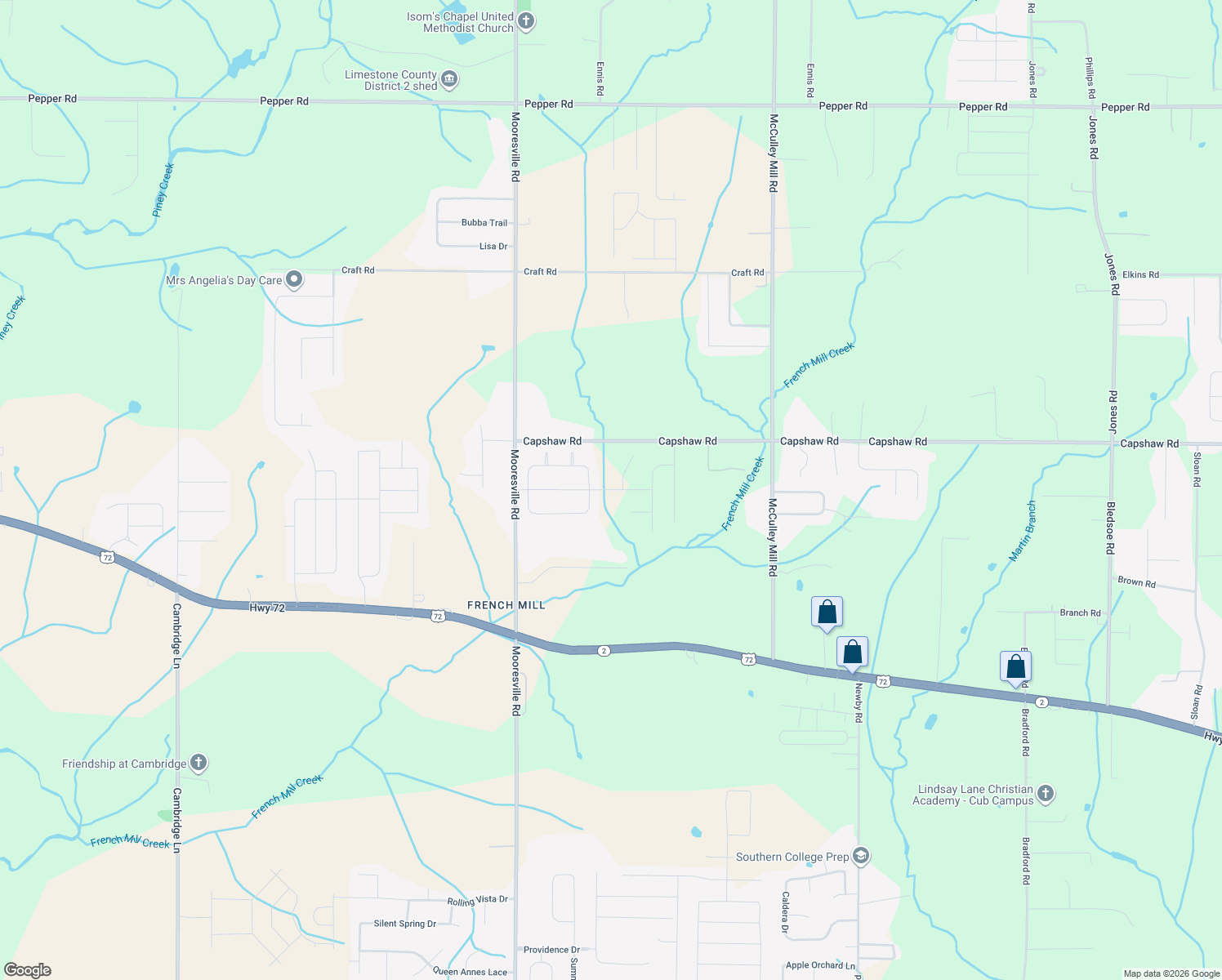map of restaurants, bars, coffee shops, grocery stores, and more near 25188 Kingston Drive in Athens