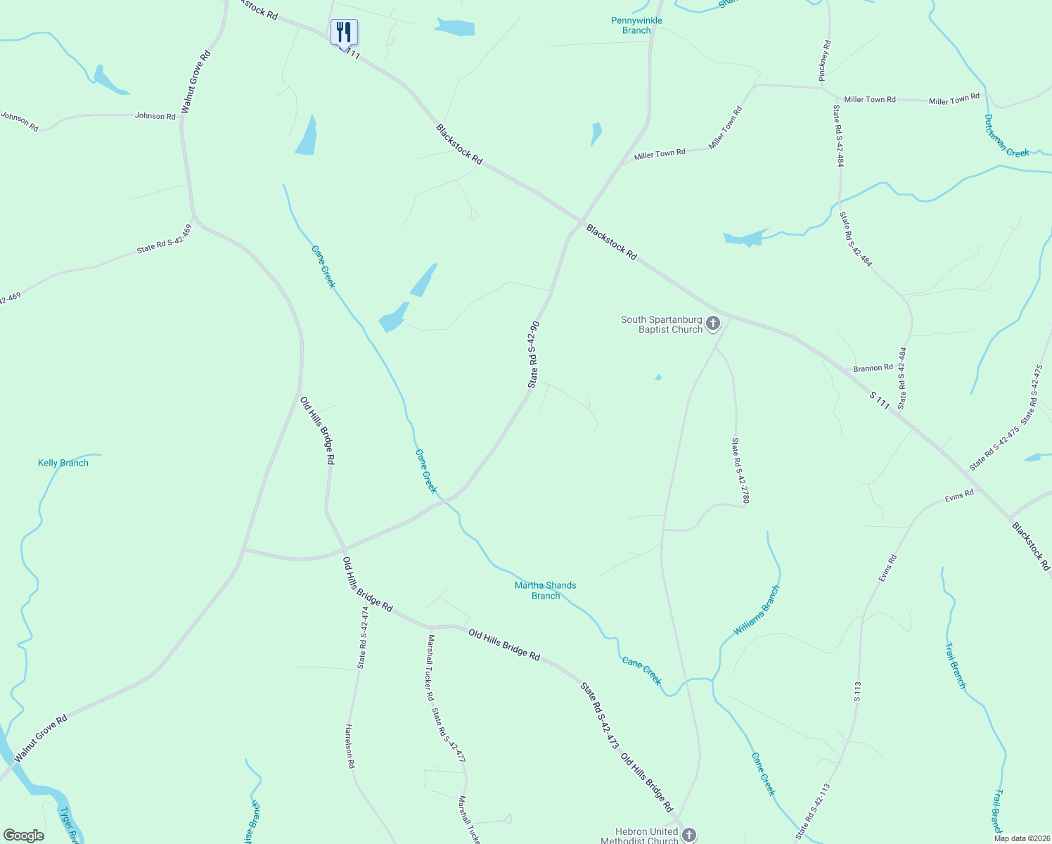 map of restaurants, bars, coffee shops, grocery stores, and more near 2027 State Road S-42-90 in Pauline