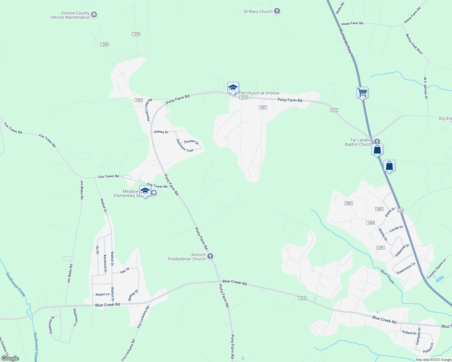 map of restaurants, bars, coffee shops, grocery stores, and more near 136 Woodbury Farm Drive in Jacksonville