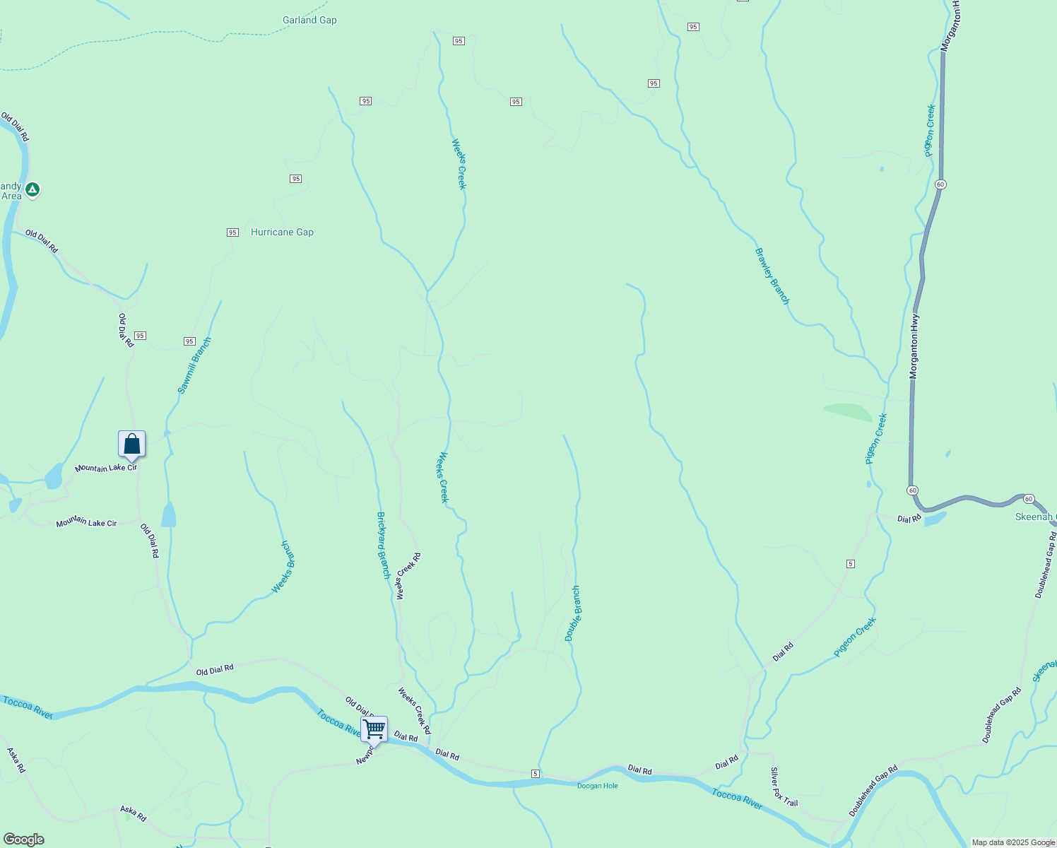 map of restaurants, bars, coffee shops, grocery stores, and more near 492 Dogpatch Lane in Blue Ridge
