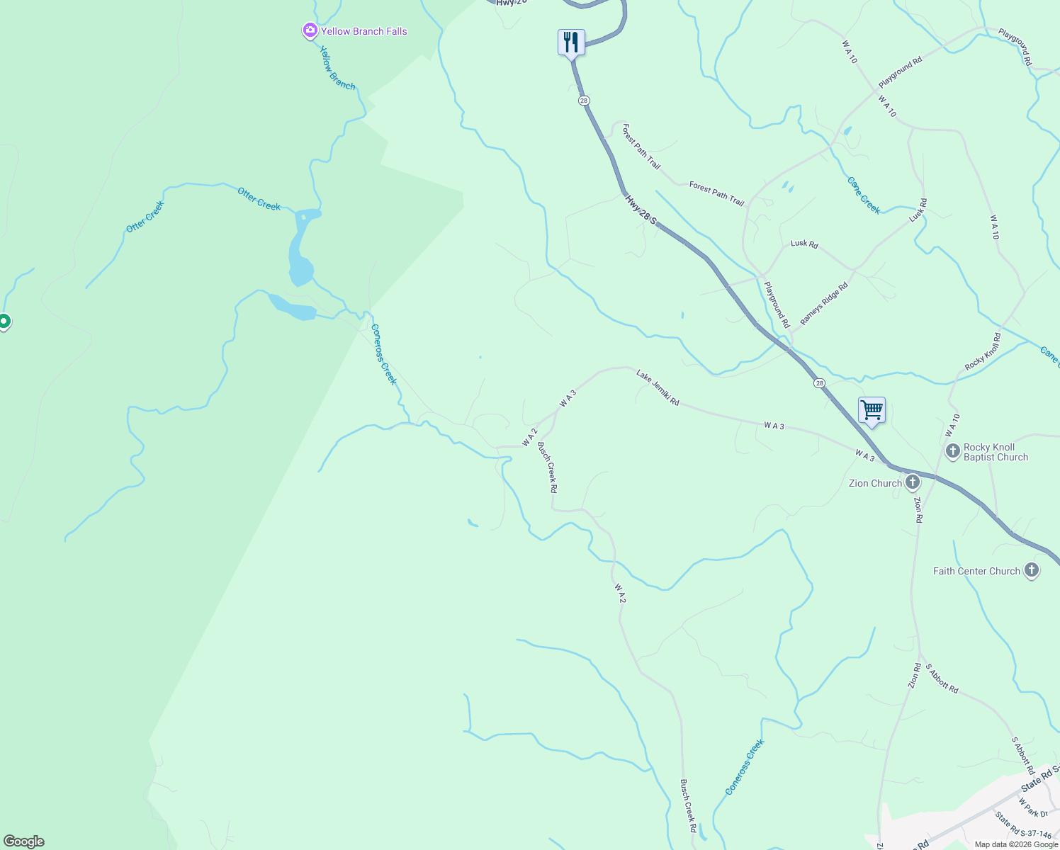 map of restaurants, bars, coffee shops, grocery stores, and more near 982 Longs Knoll Drive in Walhalla