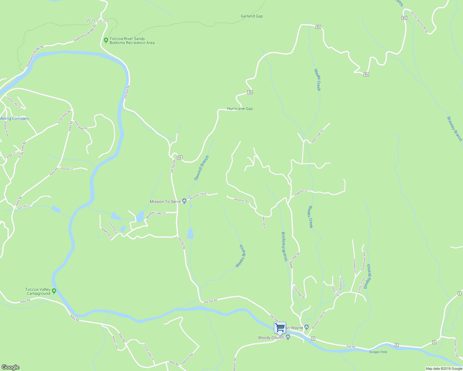 map of restaurants, bars, coffee shops, grocery stores, and more near 832 Scenic Mountain View Road in Blue Ridge