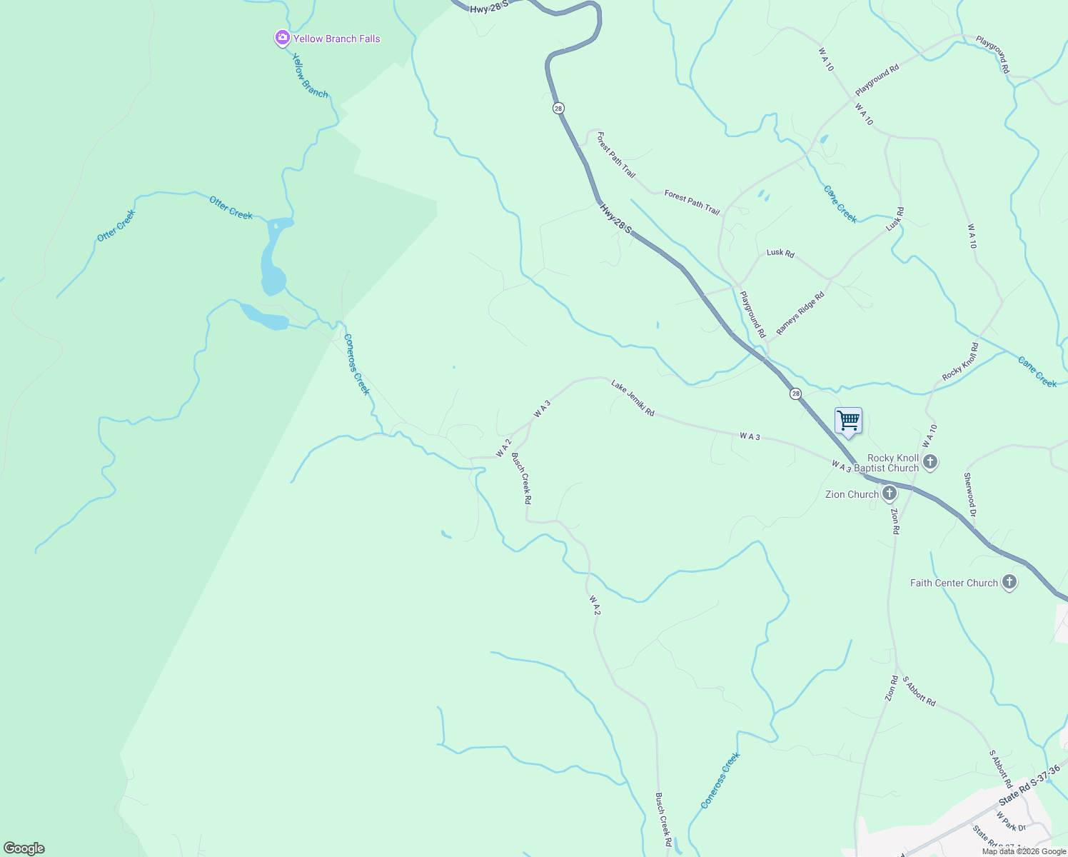 map of restaurants, bars, coffee shops, grocery stores, and more near 1413 Lake Jemiki Road in Walhalla