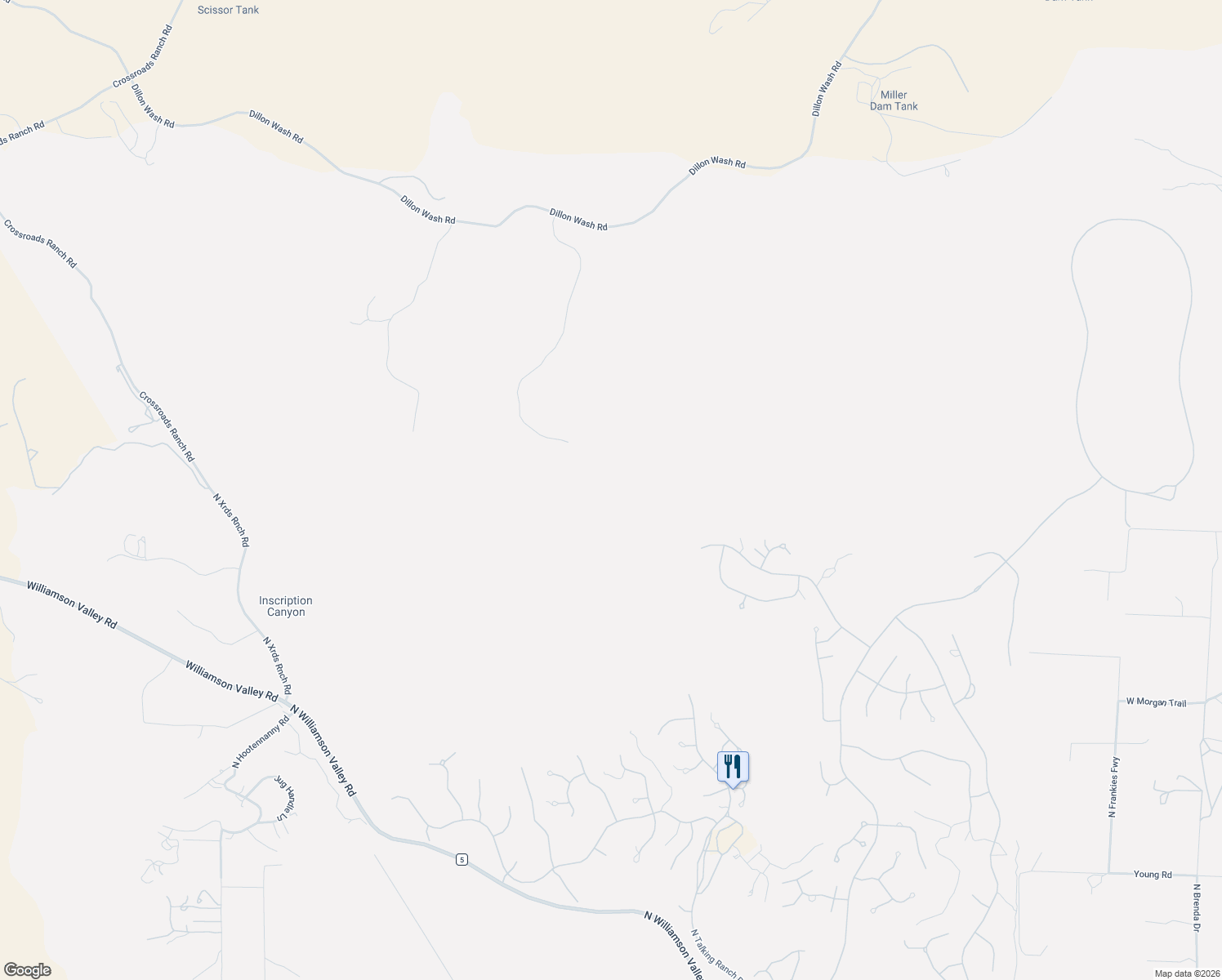 map of restaurants, bars, coffee shops, grocery stores, and more near 16000 North Top View Lane in Prescott