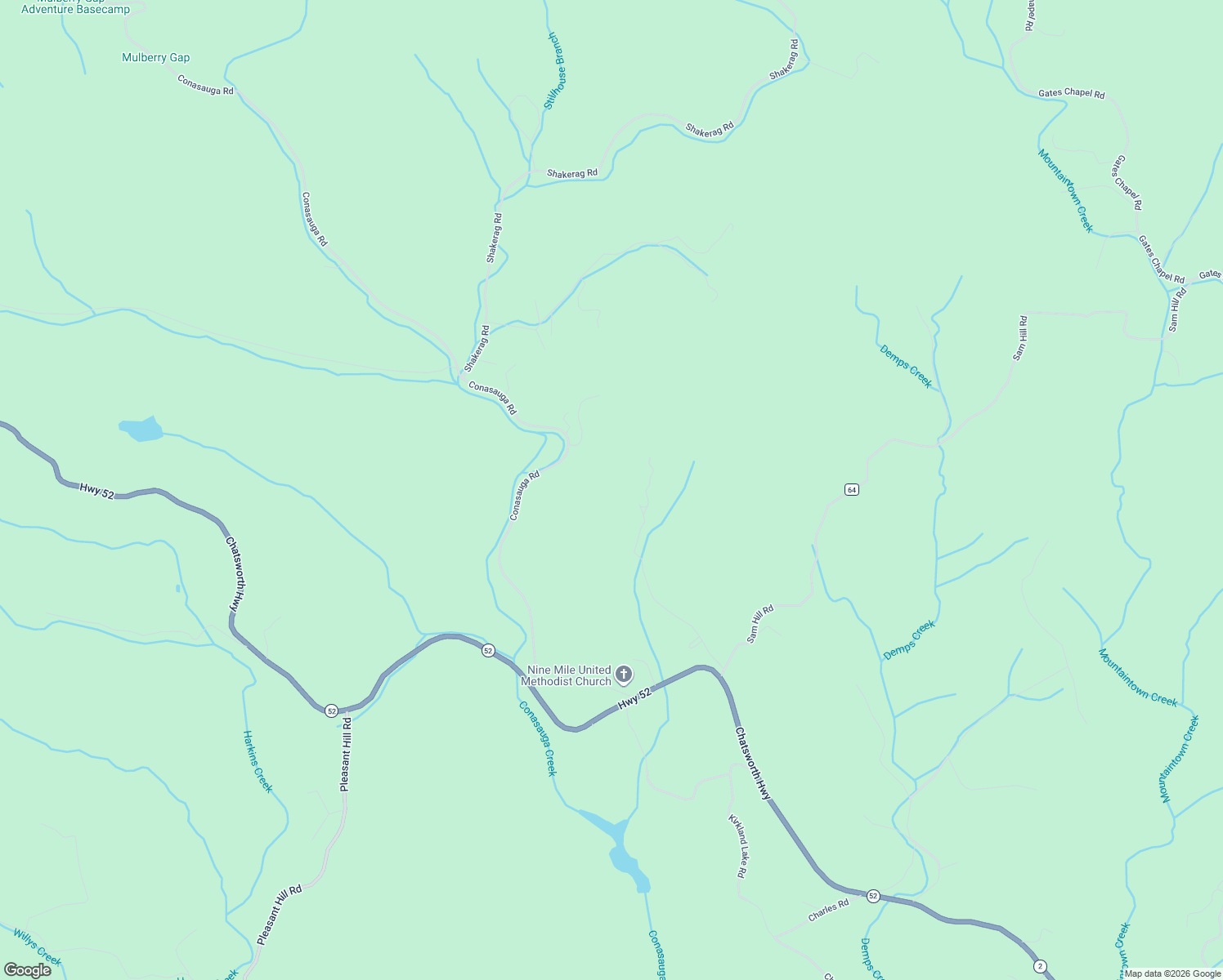 map of restaurants, bars, coffee shops, grocery stores, and more near 824 Conasauga Road in Ellijay