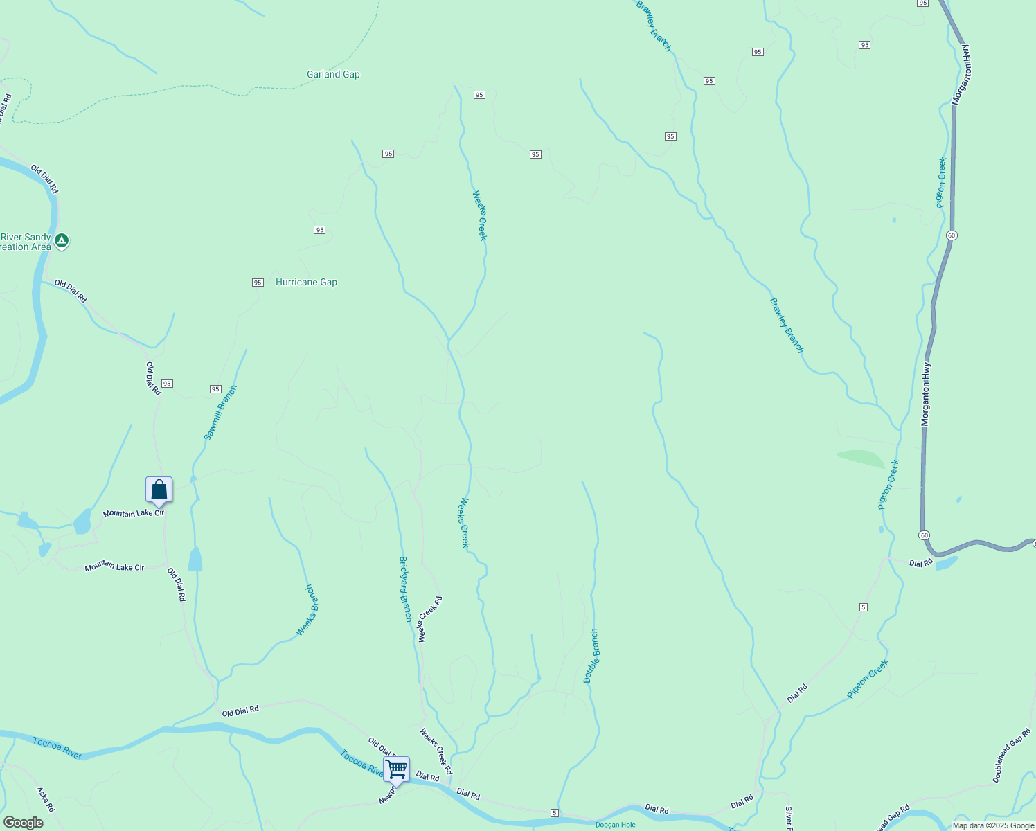 map of restaurants, bars, coffee shops, grocery stores, and more near 260 Old Indian Trail in Blue Ridge