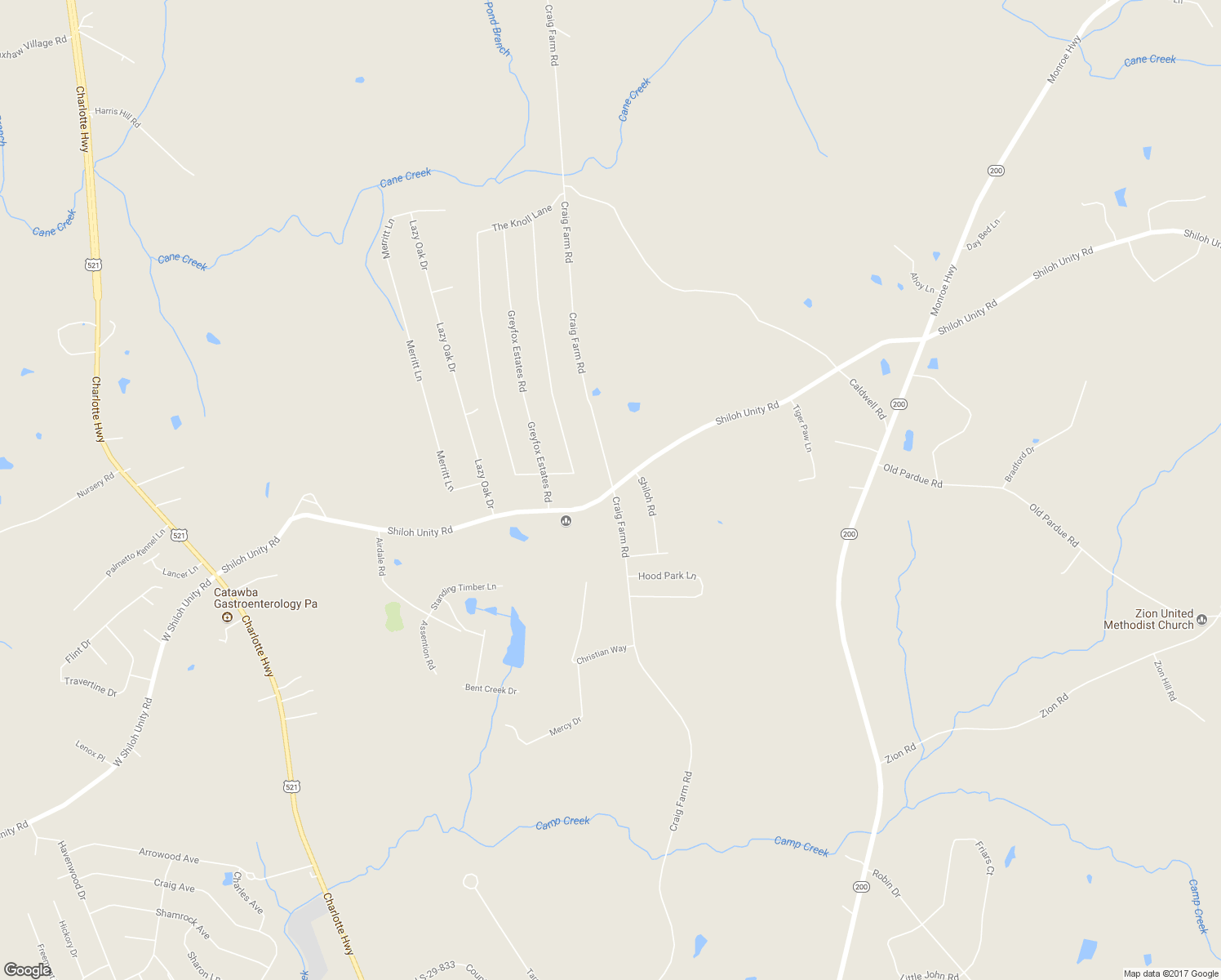 map of restaurants, bars, coffee shops, grocery stores, and more near 2567 Craig Farm Road in Lancaster