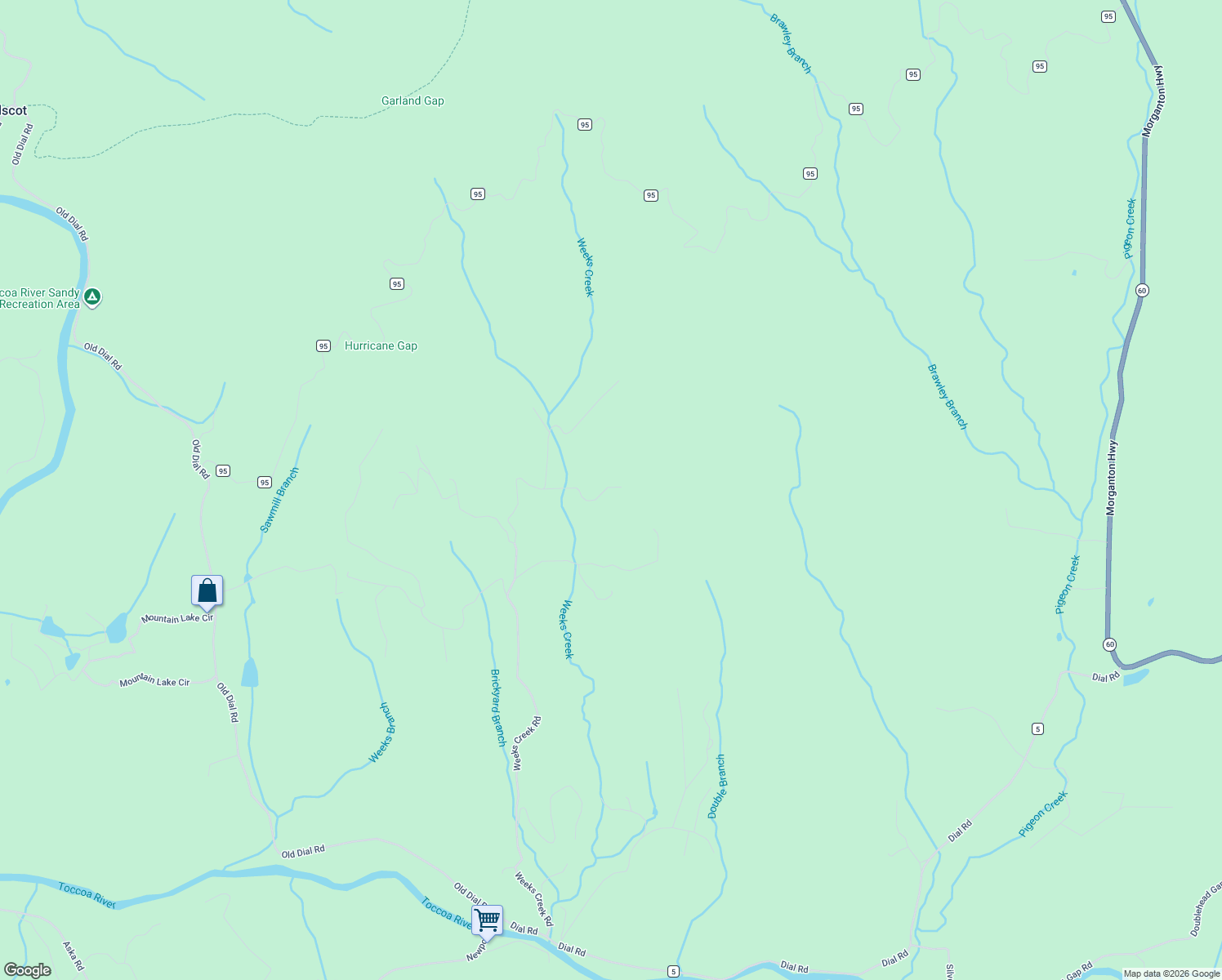 map of restaurants, bars, coffee shops, grocery stores, and more near 260 Old Indian Trail in Blue Ridge