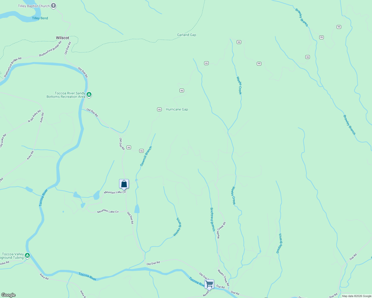 map of restaurants, bars, coffee shops, grocery stores, and more near 45 Holly Branch Lane in Blue Ridge