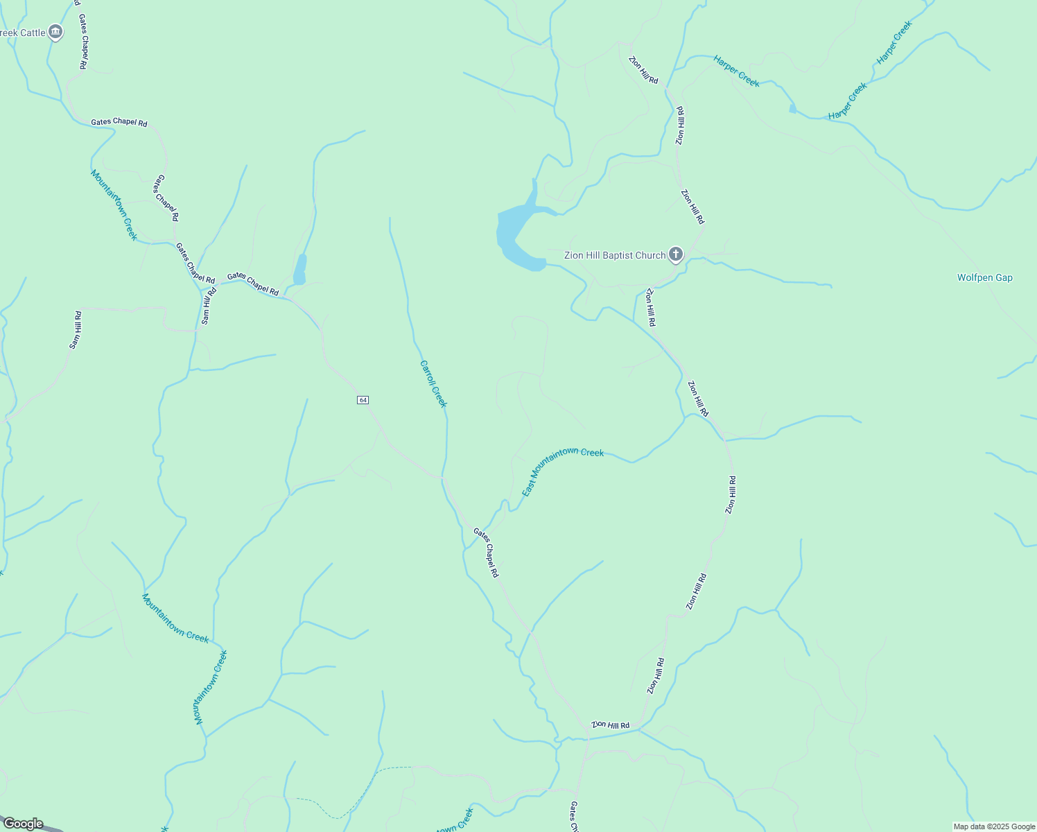map of restaurants, bars, coffee shops, grocery stores, and more near 2096 Gates Chapel Road in Ellijay