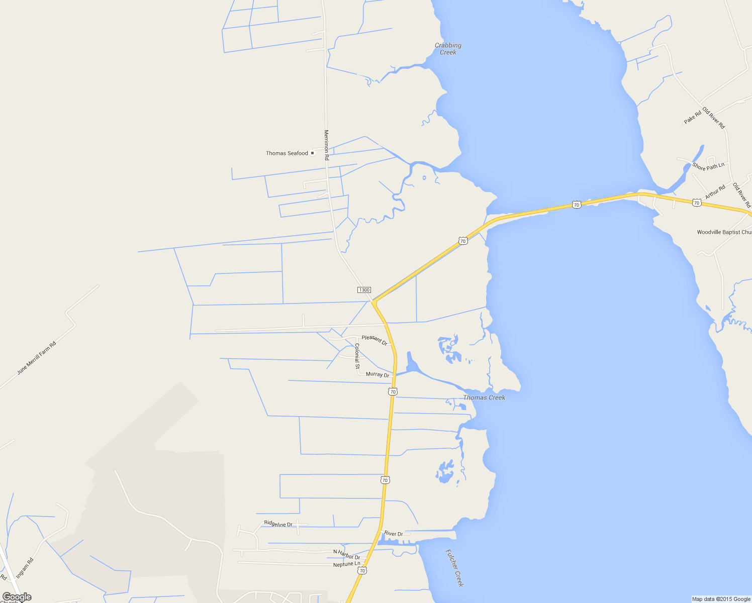 map of restaurants, bars, coffee shops, grocery stores, and more near 3009 U.S. 70 in Beaufort
